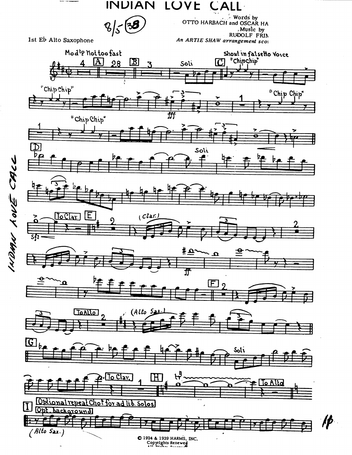 Indian Love Call — sheet music preview