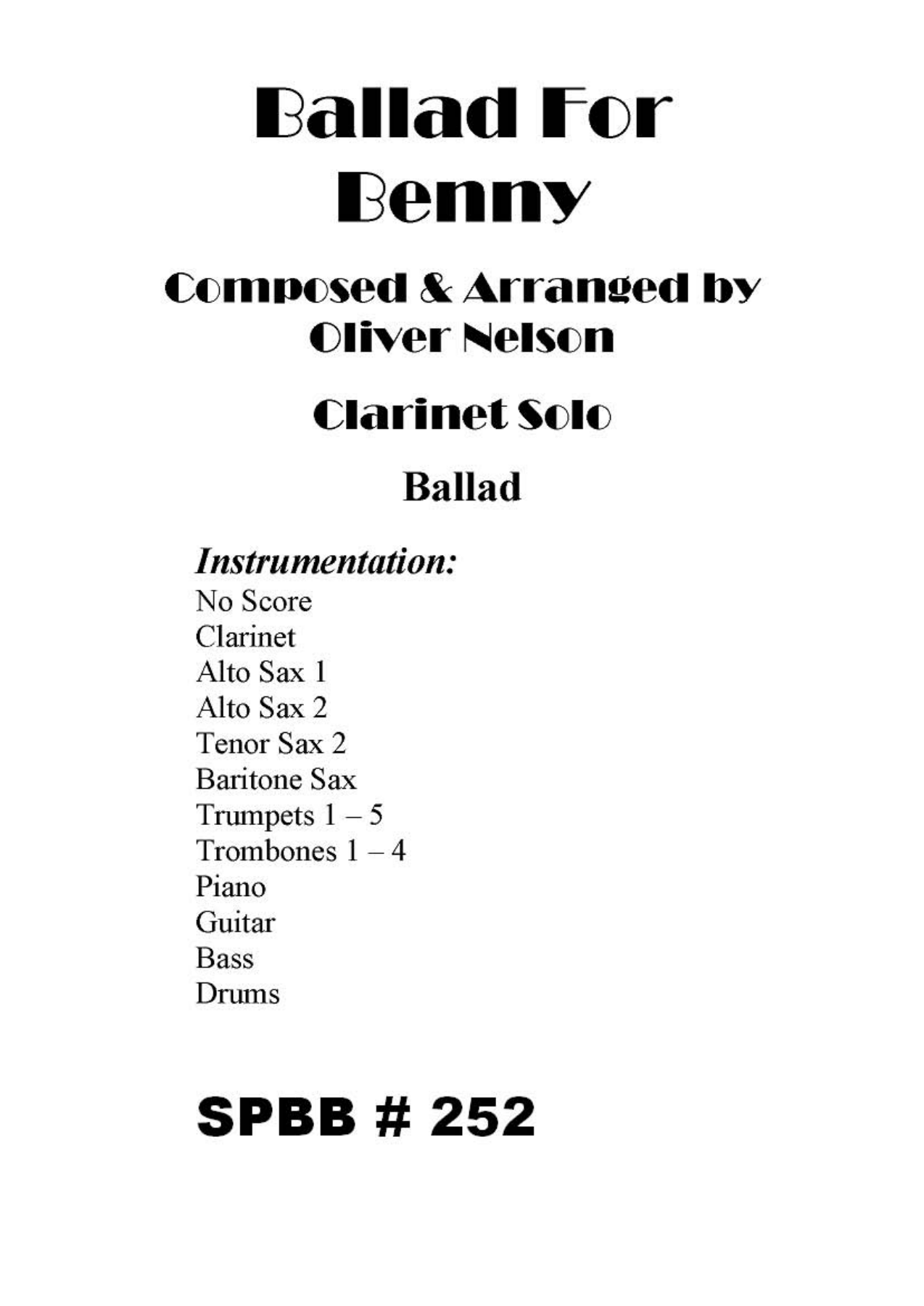 Ballad For Benny — sheet music preview