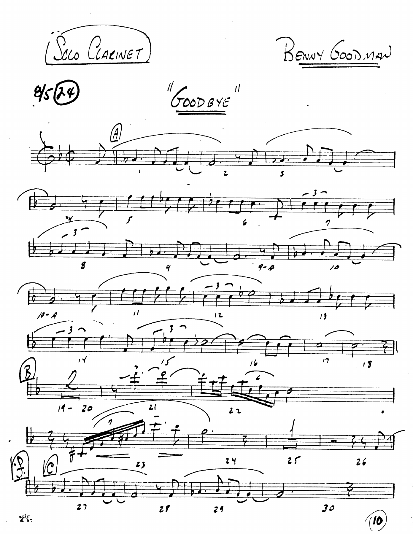 Goodbye — sheet music preview