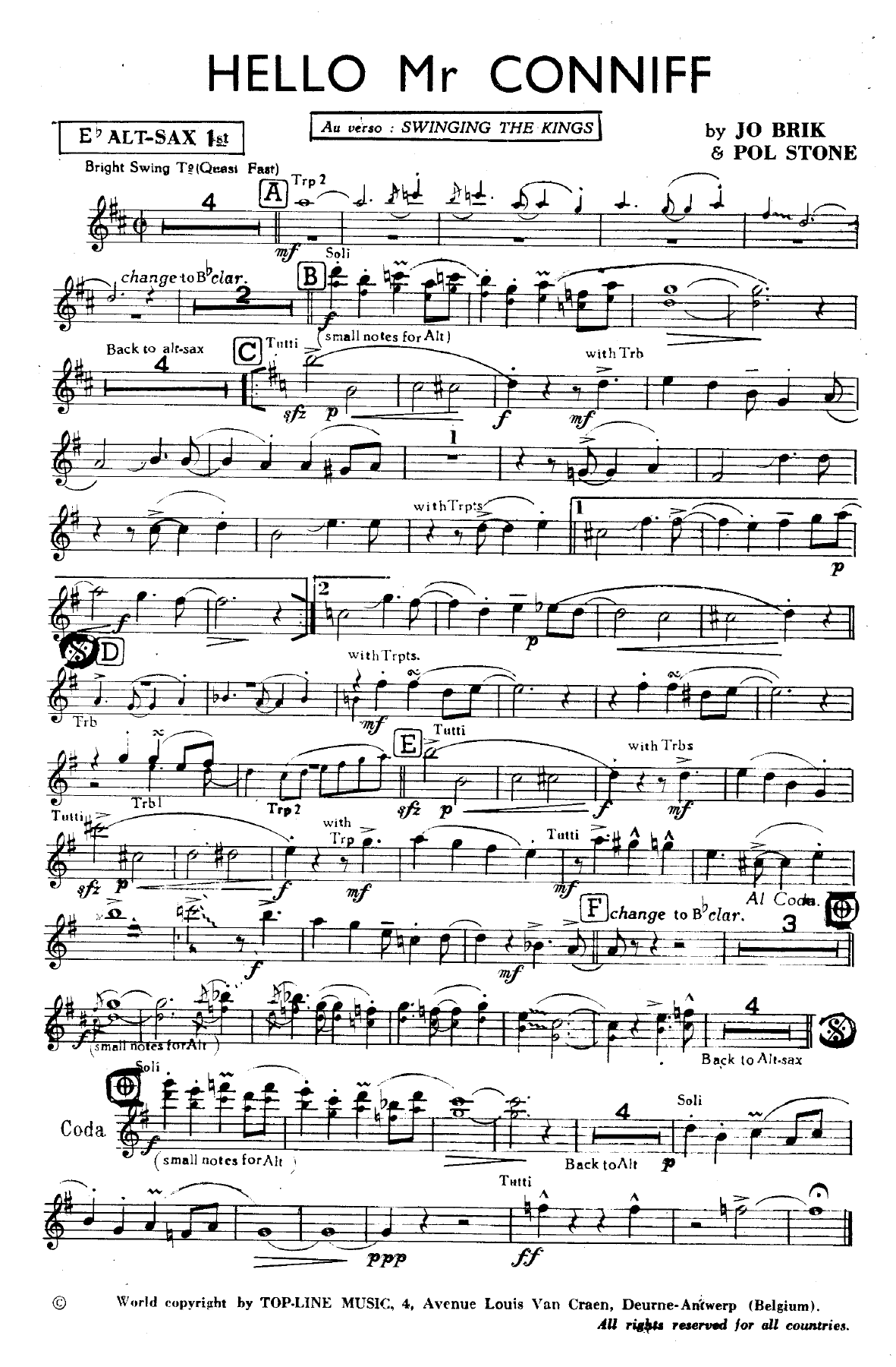 Hello Mr Conniff — sheet music preview