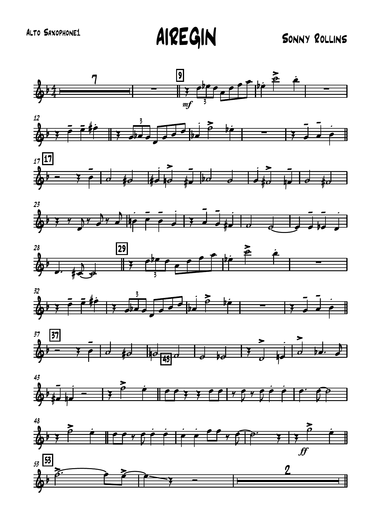 Airegin — sheet music preview
