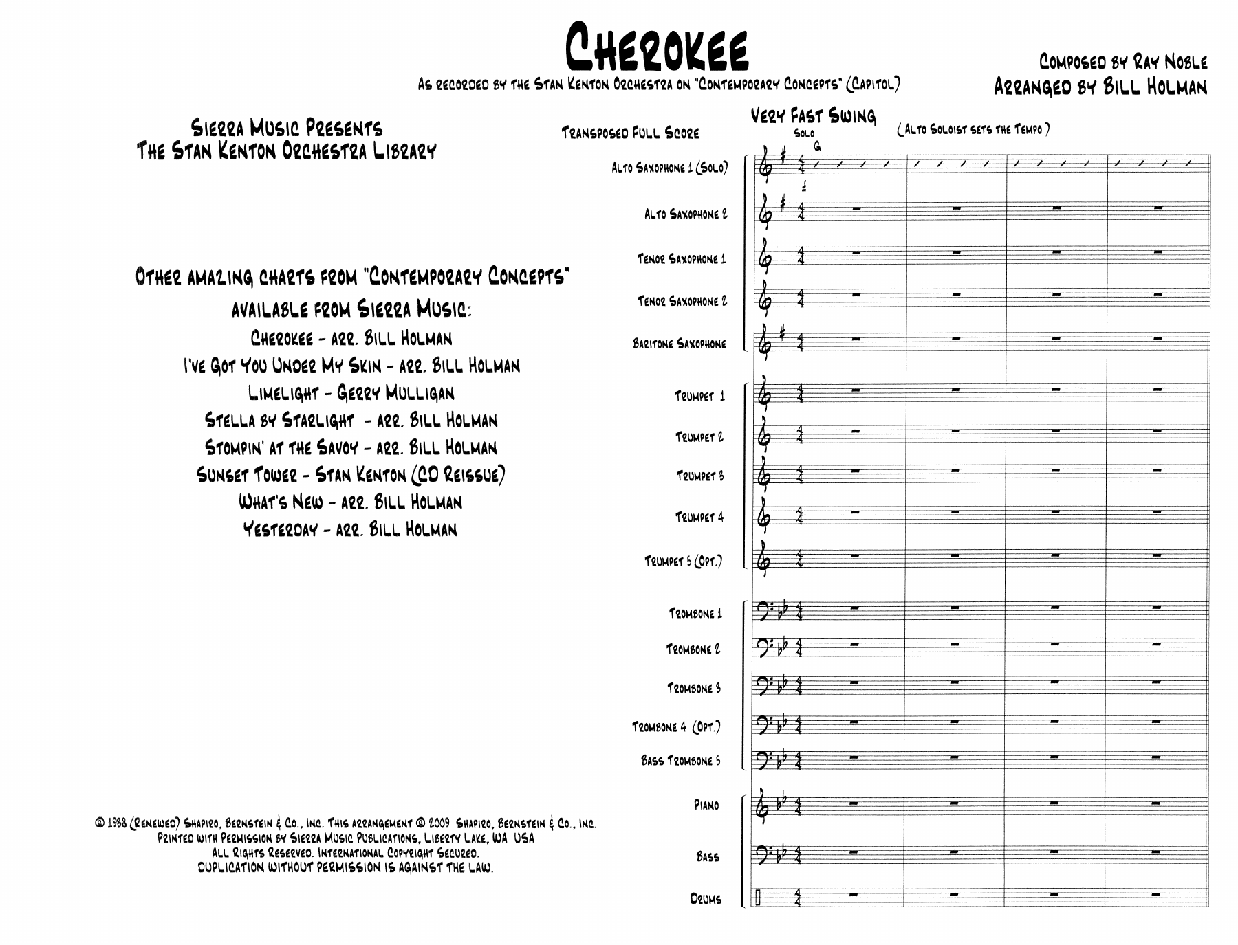 Cherokee — sheet music preview