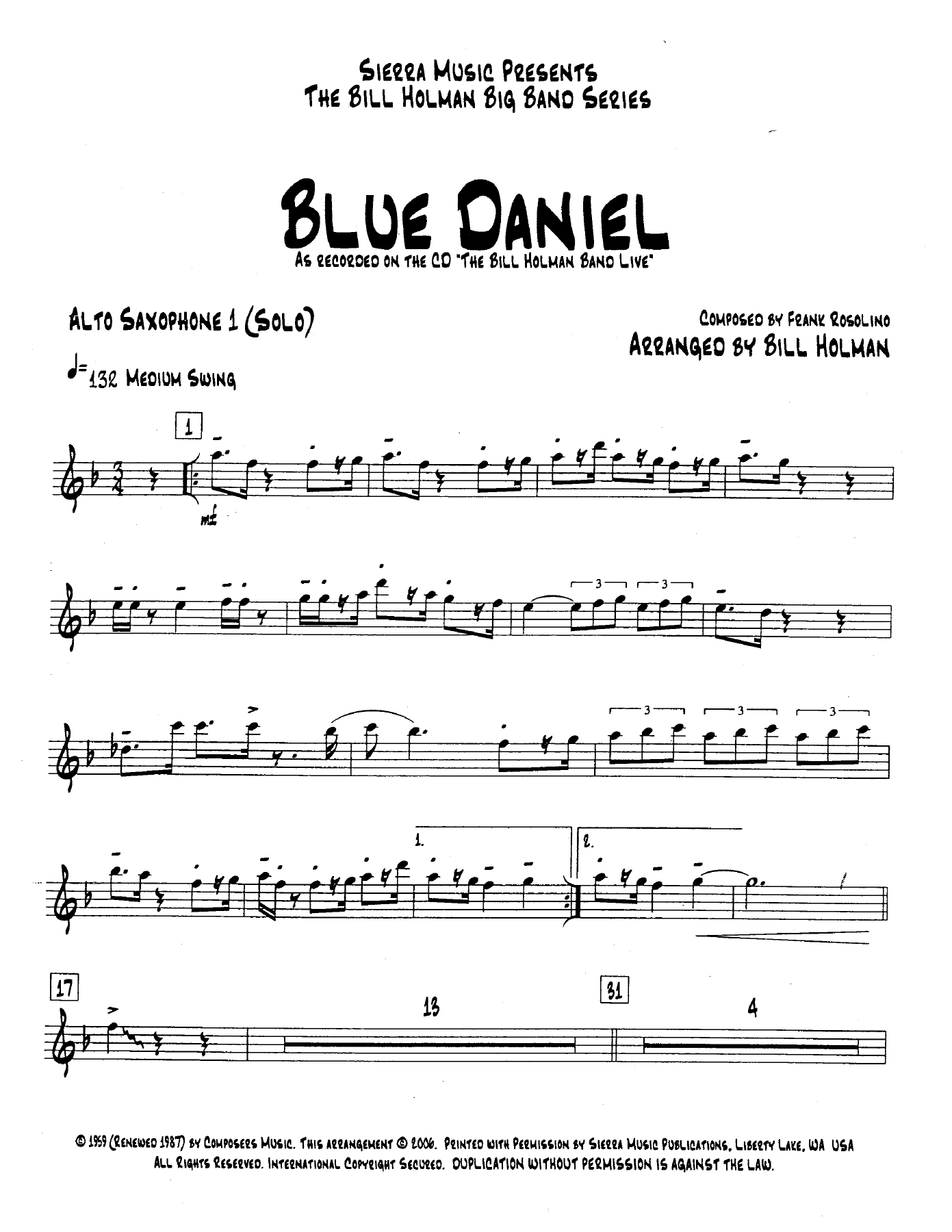 Blue Daniel — sheet music preview