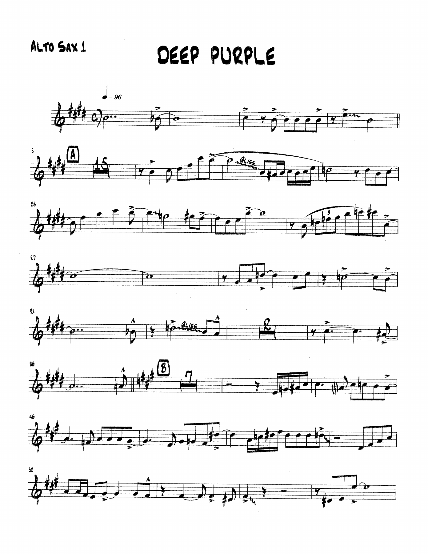 Deep Purple — sheet music preview