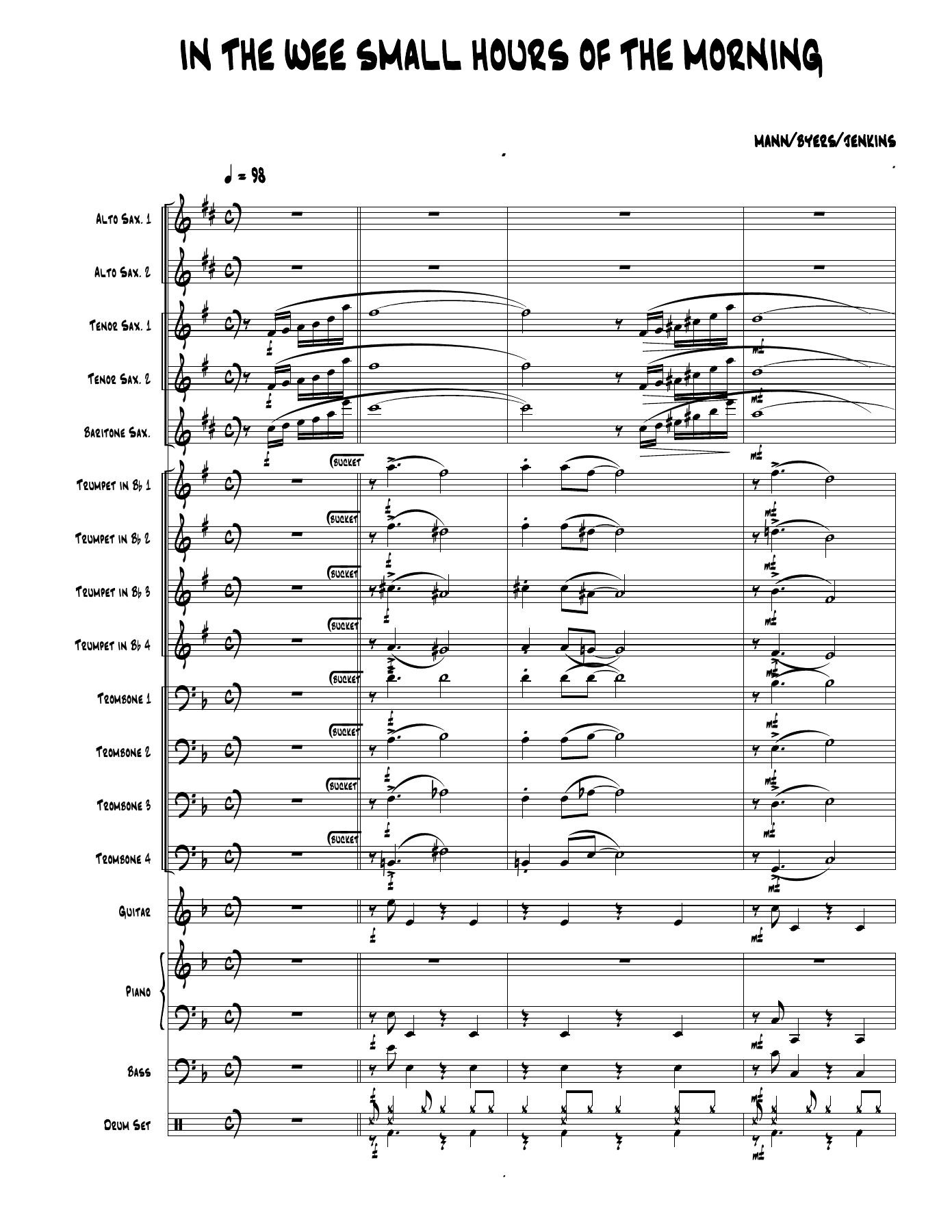 In The Wee Small House Of The Morning — sheet music preview
