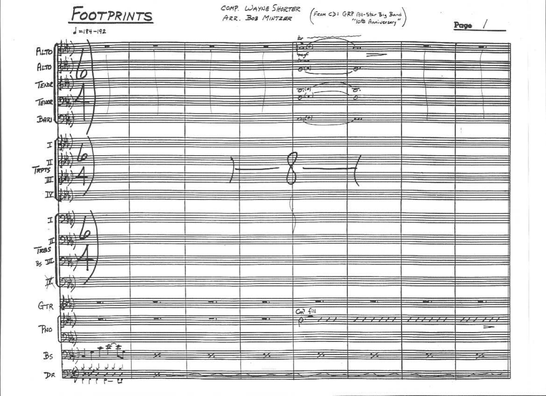 Footprints — sheet music preview