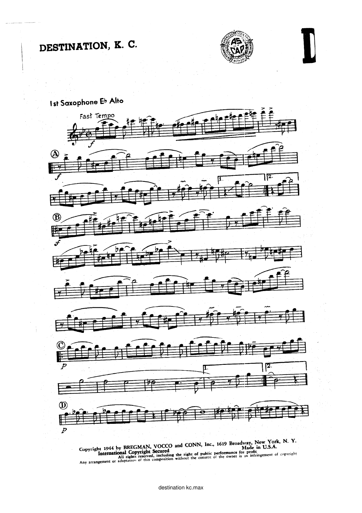 Destination ,K.C. — sheet music preview