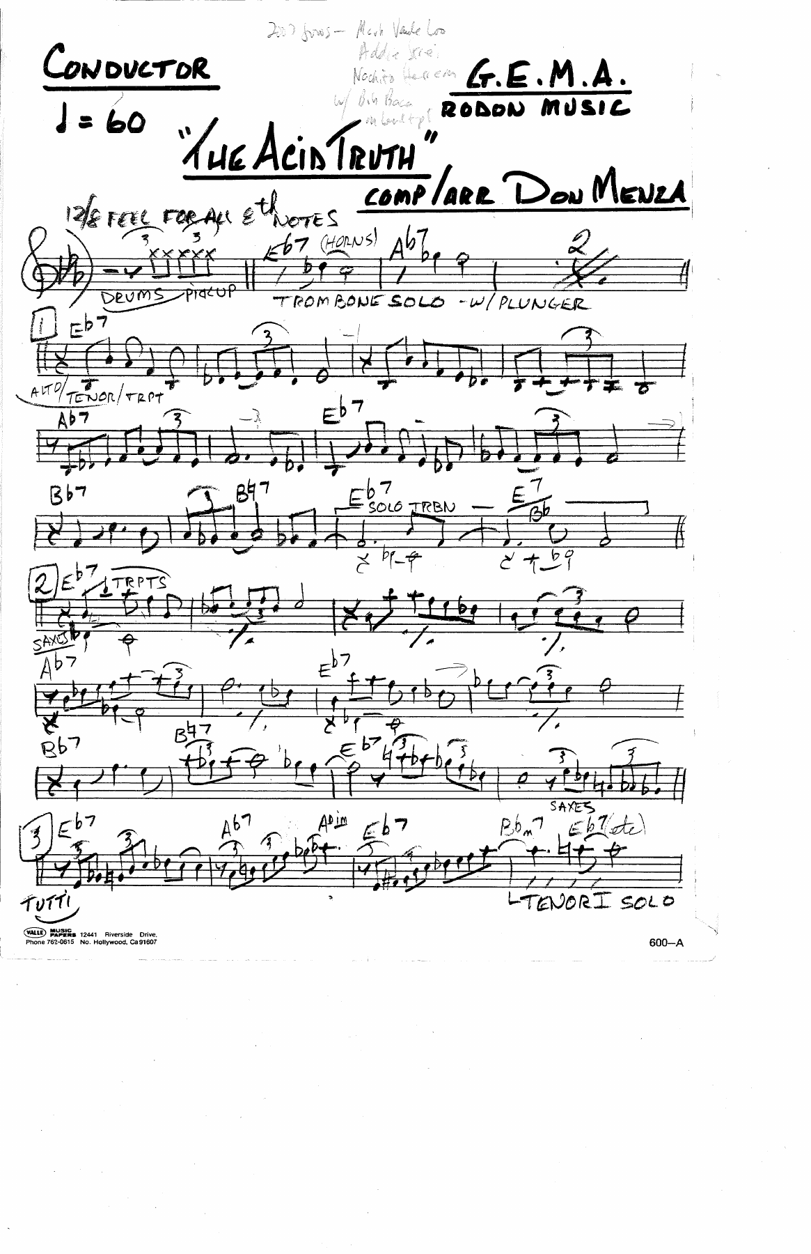 Acid Truth (D.Menza) B.Rich — sheet music preview