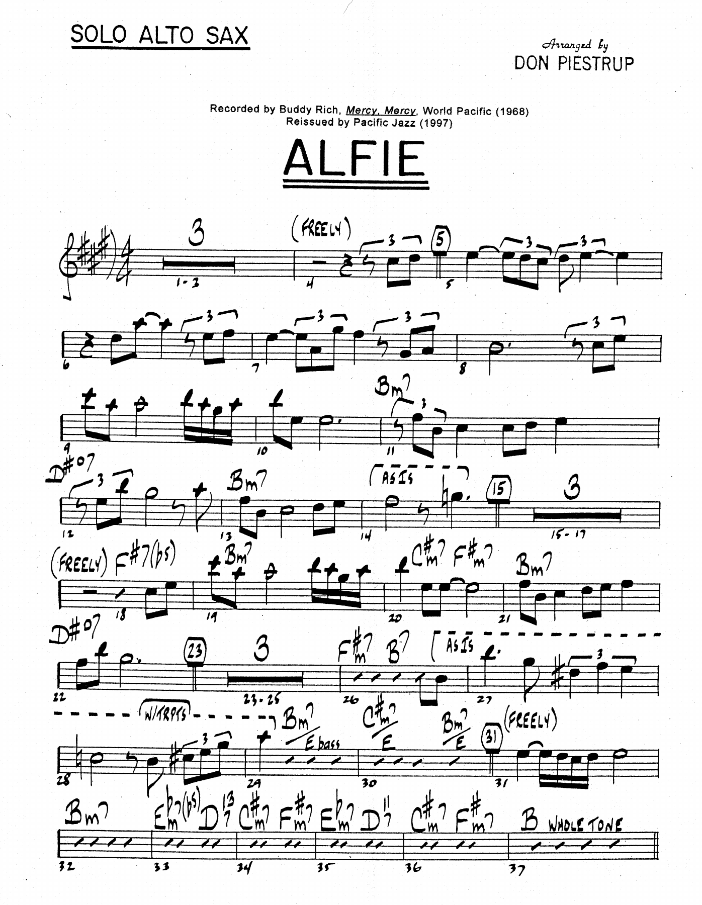 Alfie (D.Piestrup) B.Rich MP3.Alto Solo — sheet music preview