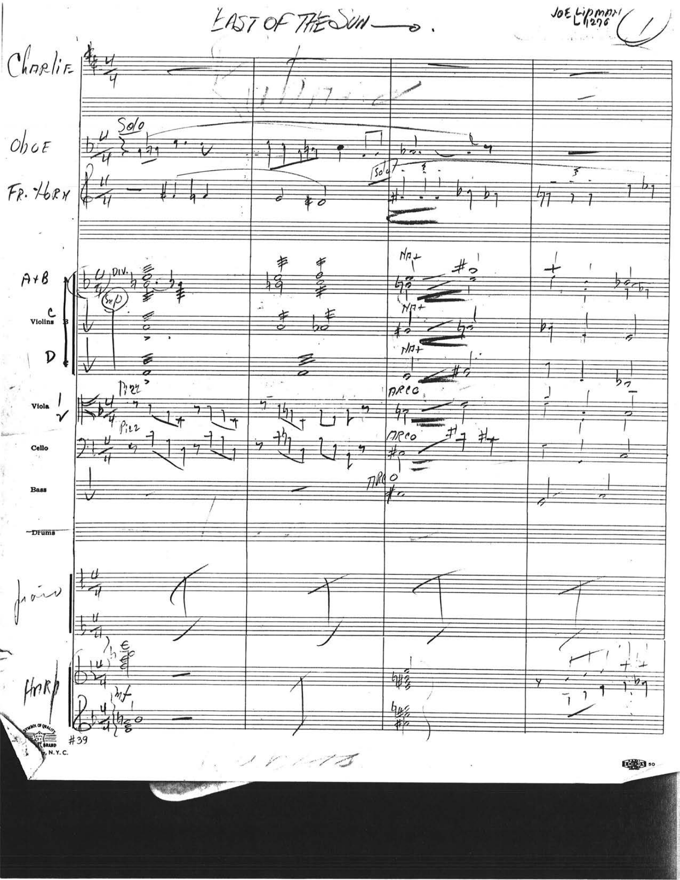 East Of The Sun — sheet music preview