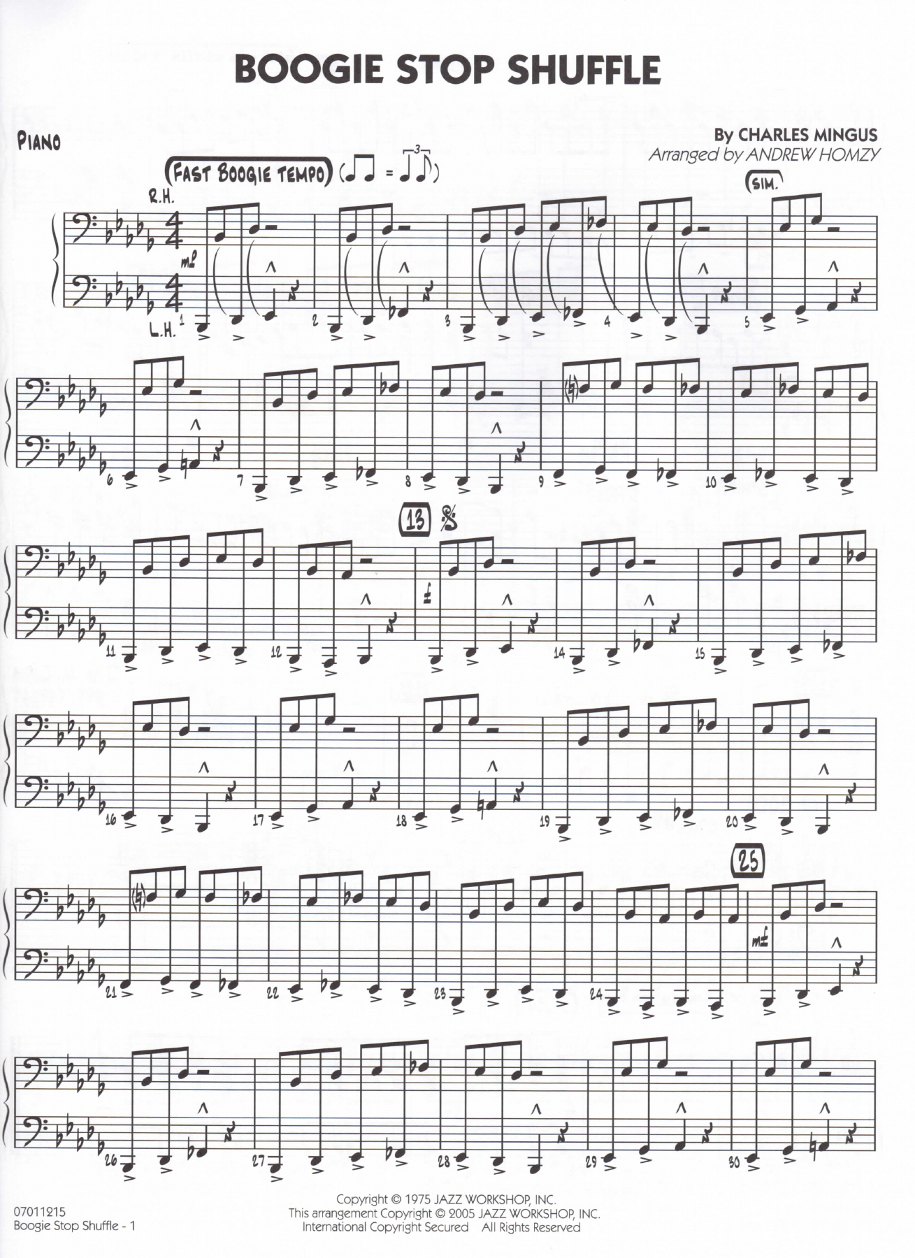 Boogie Stop Shuffle — sheet music preview