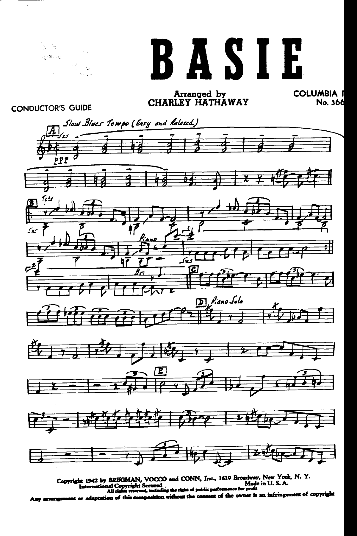 Basie Blues — sheet music preview