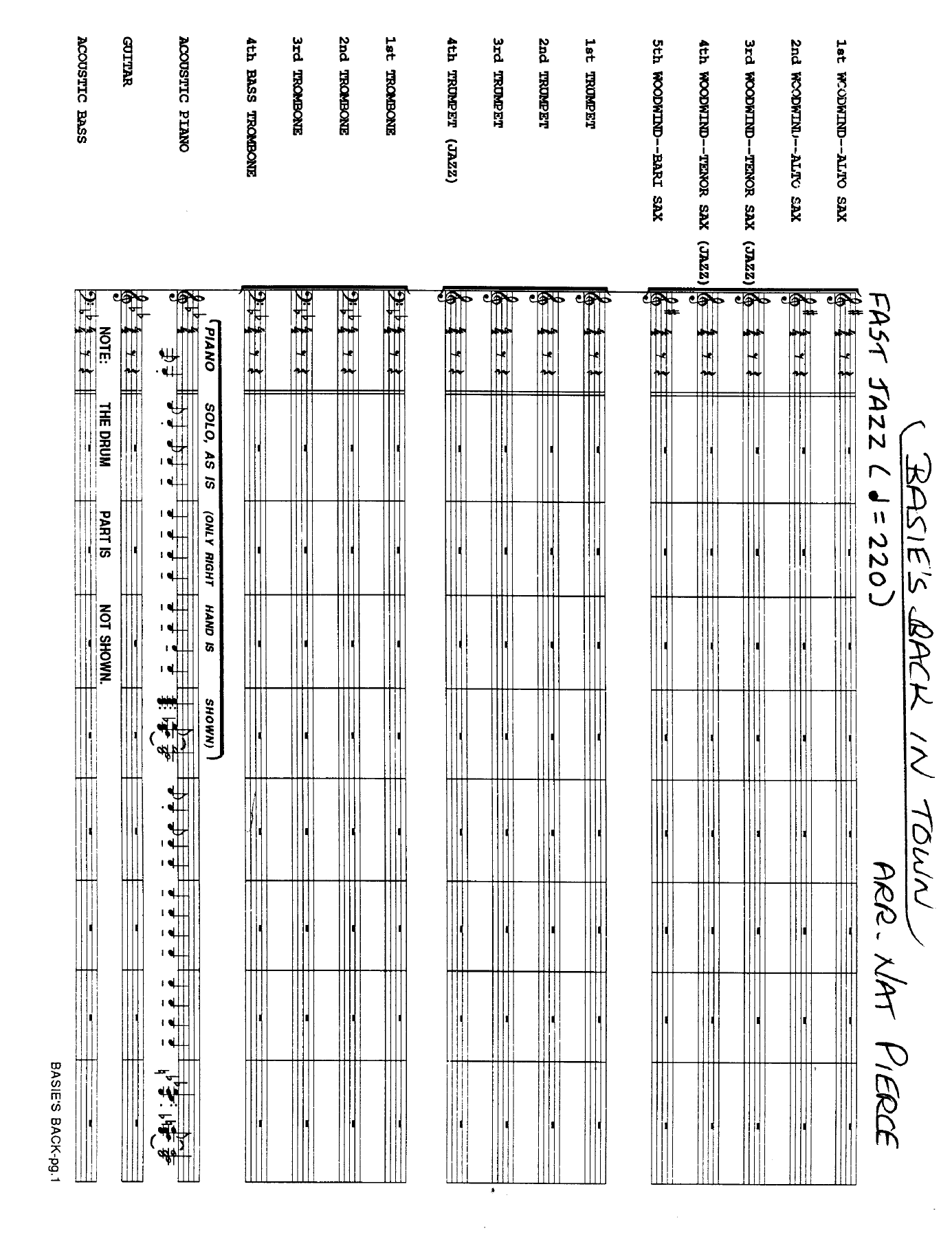 Basie's Back In Town — sheet music preview