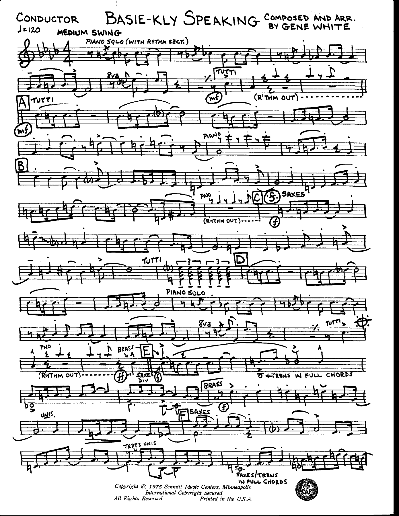 Basie-Kly Speaking — sheet music preview