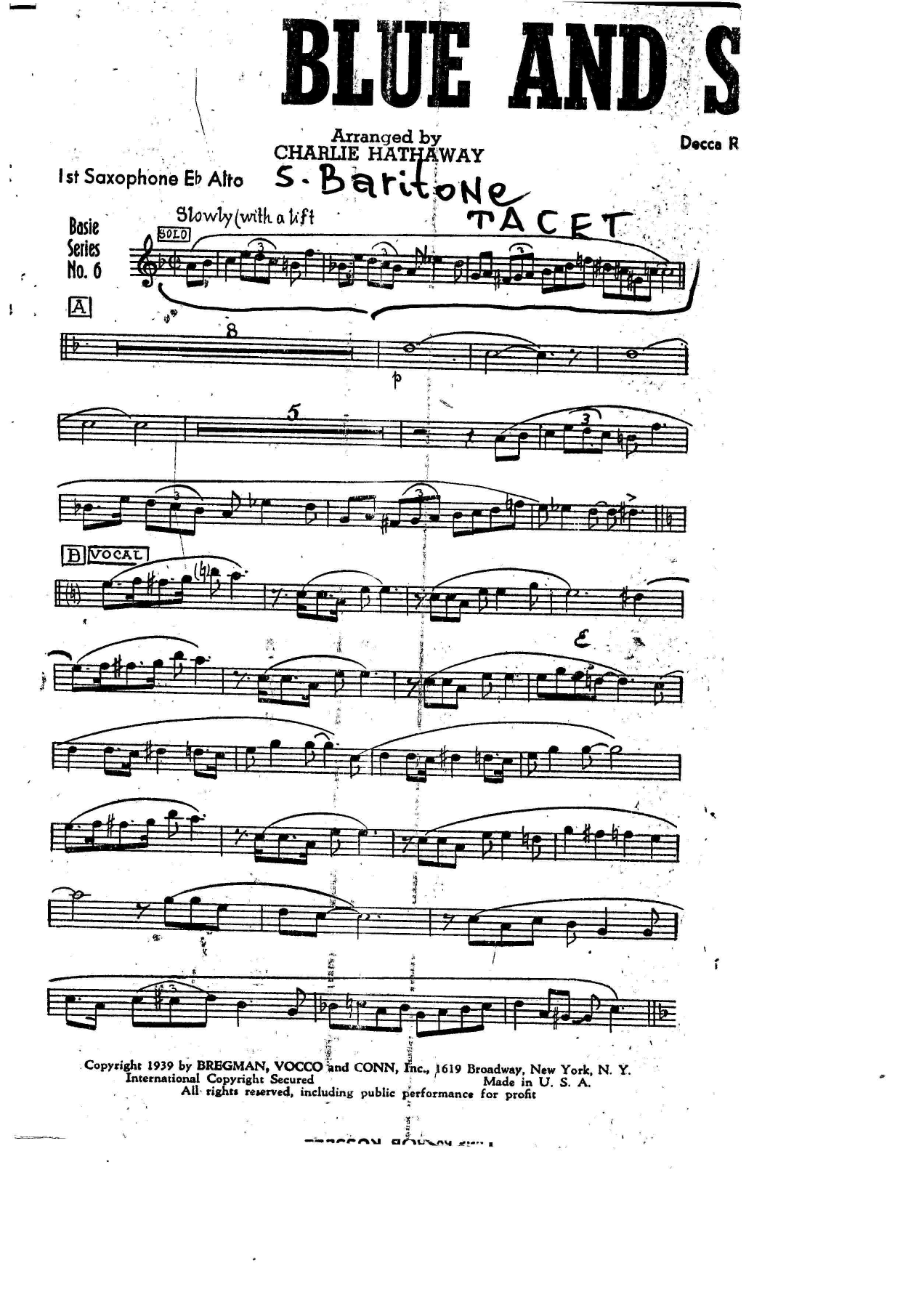 Blue And Sentimental — sheet music preview
