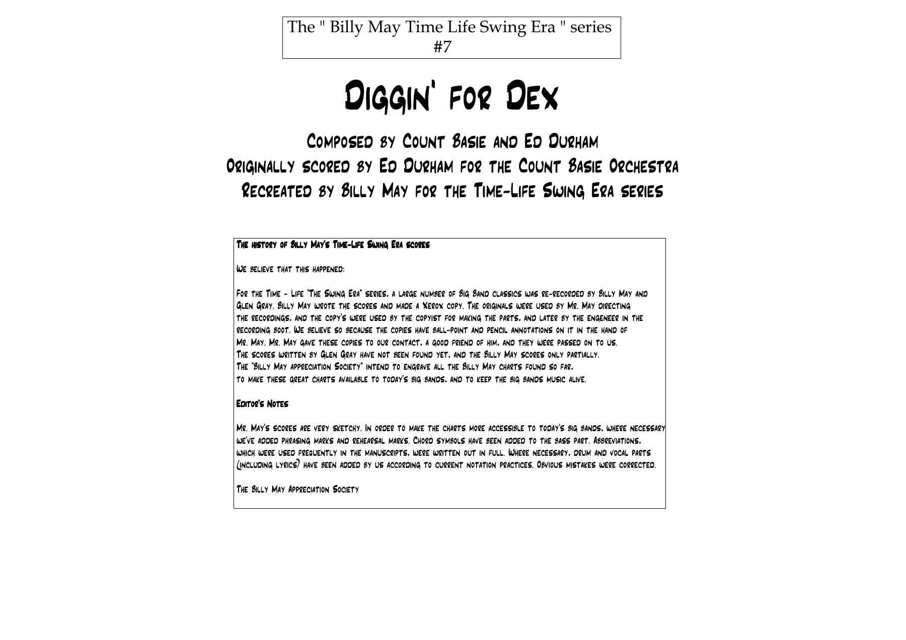 Diggin' For Dex (C.Basie — sheet music preview