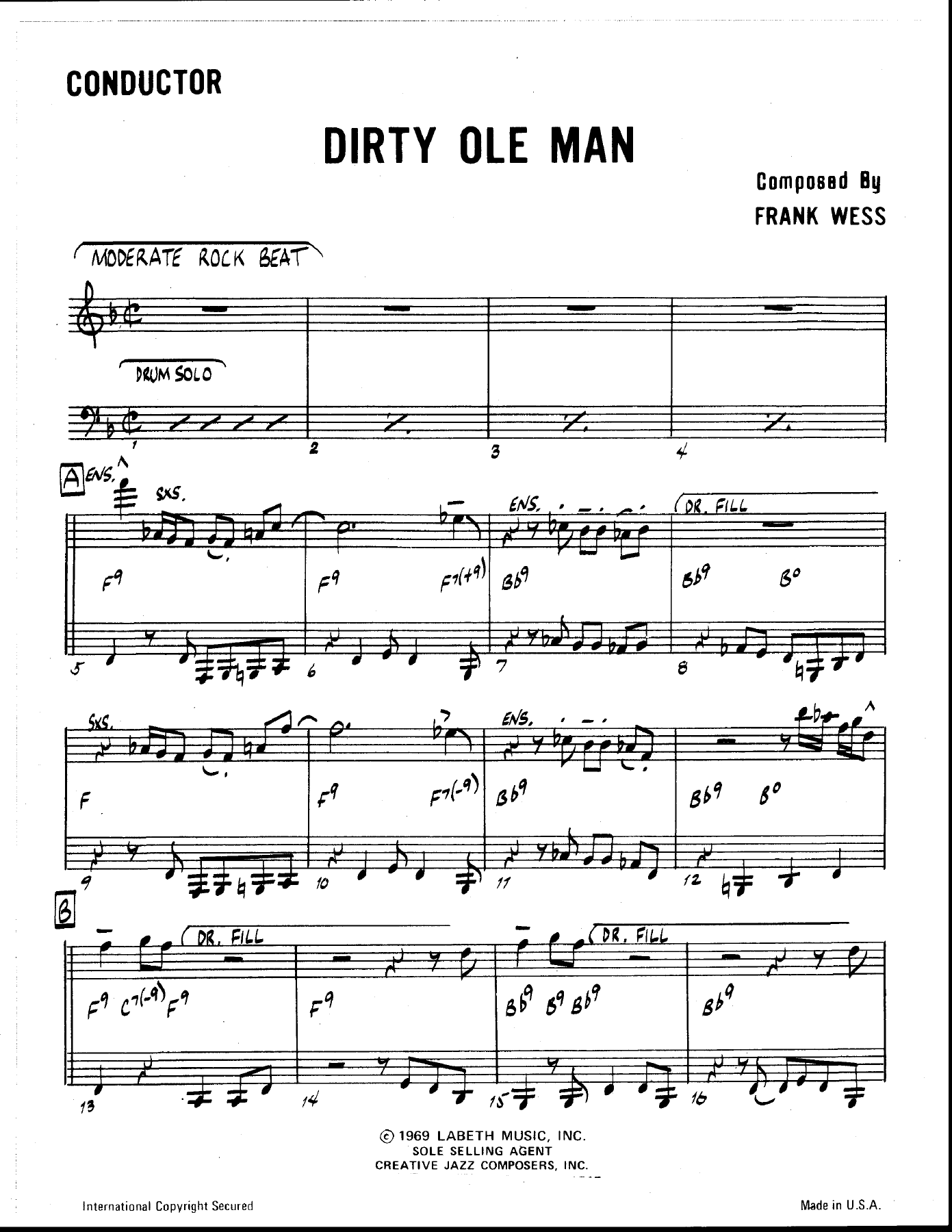 Dirty Ole Man — sheet music preview