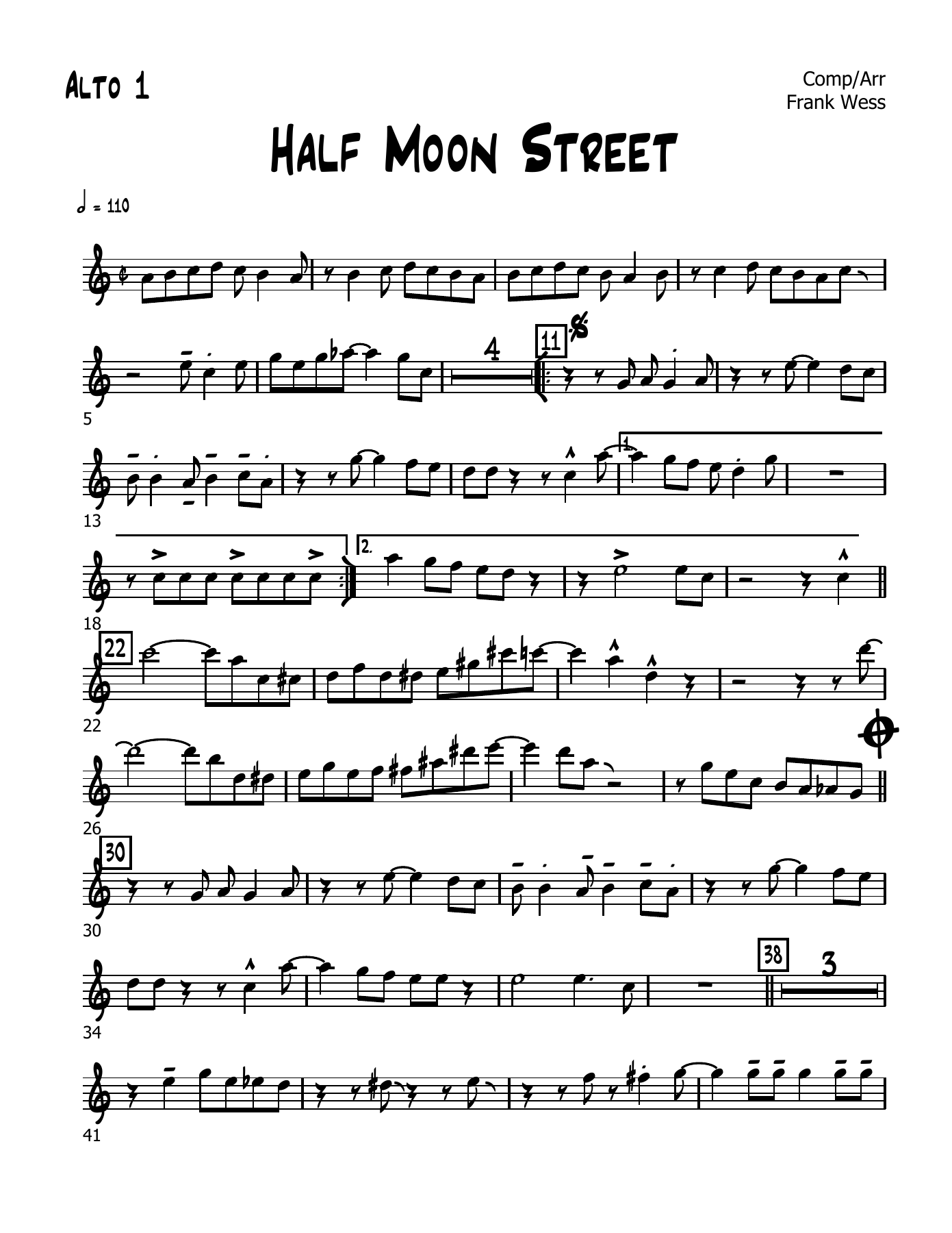 Half Moon Street (F.Wess) C.Basie — sheet music preview