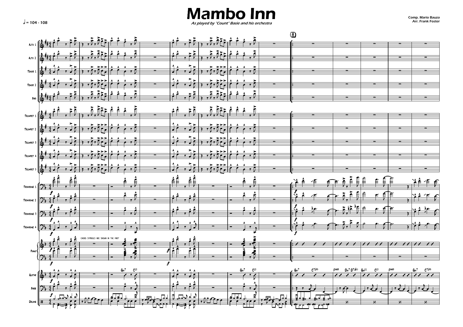 Mambo Inn (F.Foster) C.Basie — sheet music preview