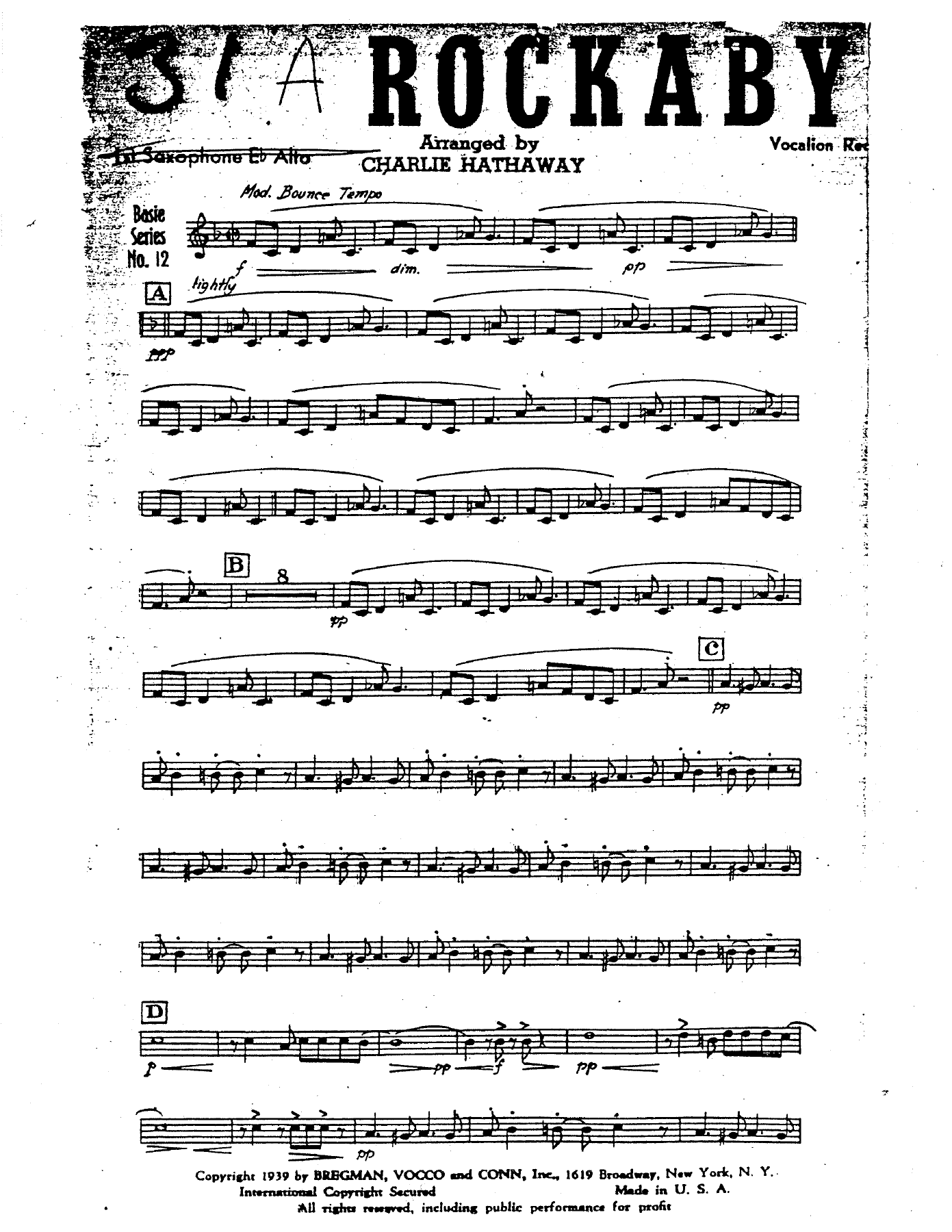 Rockabye Basie (C.Hathaway) C.Basie — sheet music preview