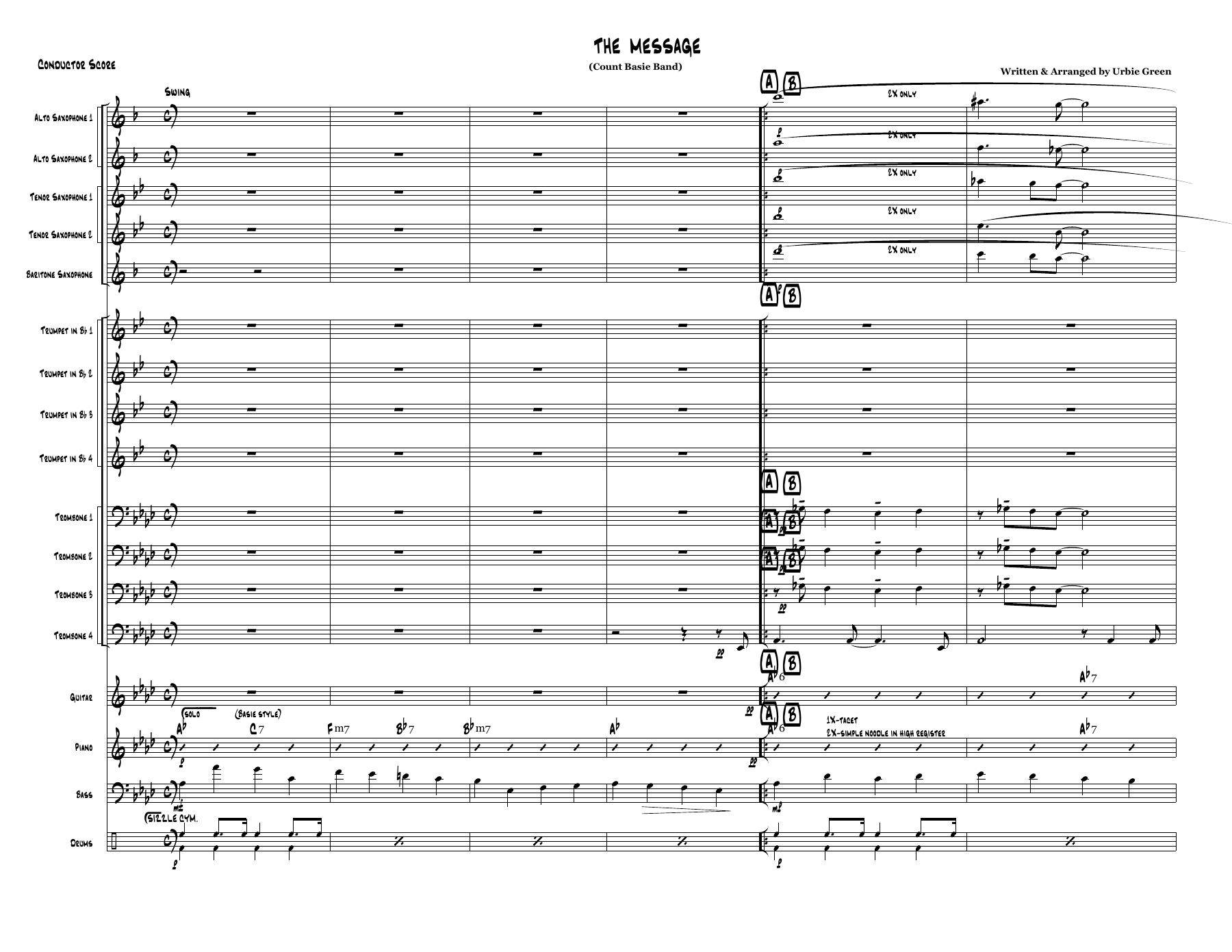 The Message (U.Green) C.Basie — sheet music preview