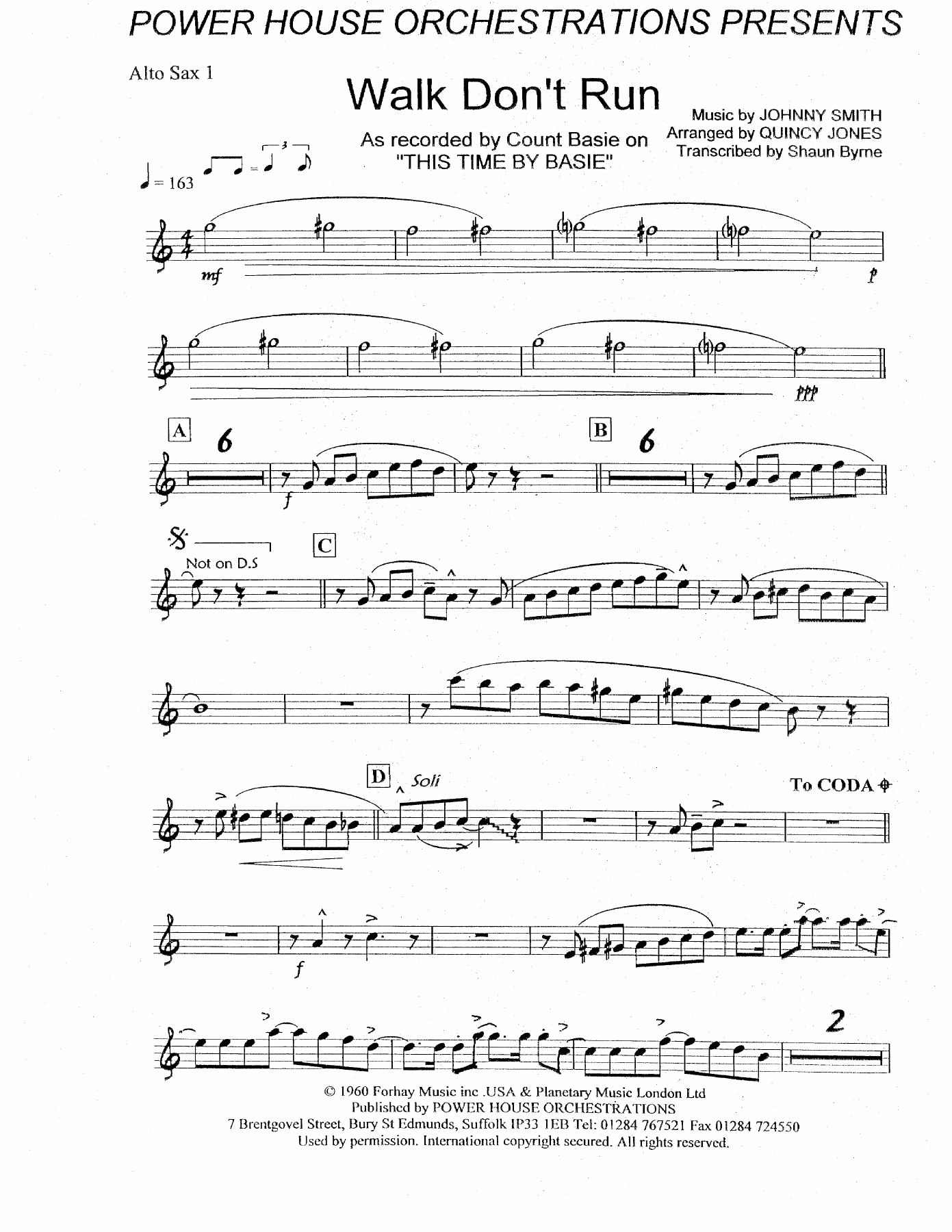 Walk Don't Run (Q.Jones) C.Basie — sheet music preview