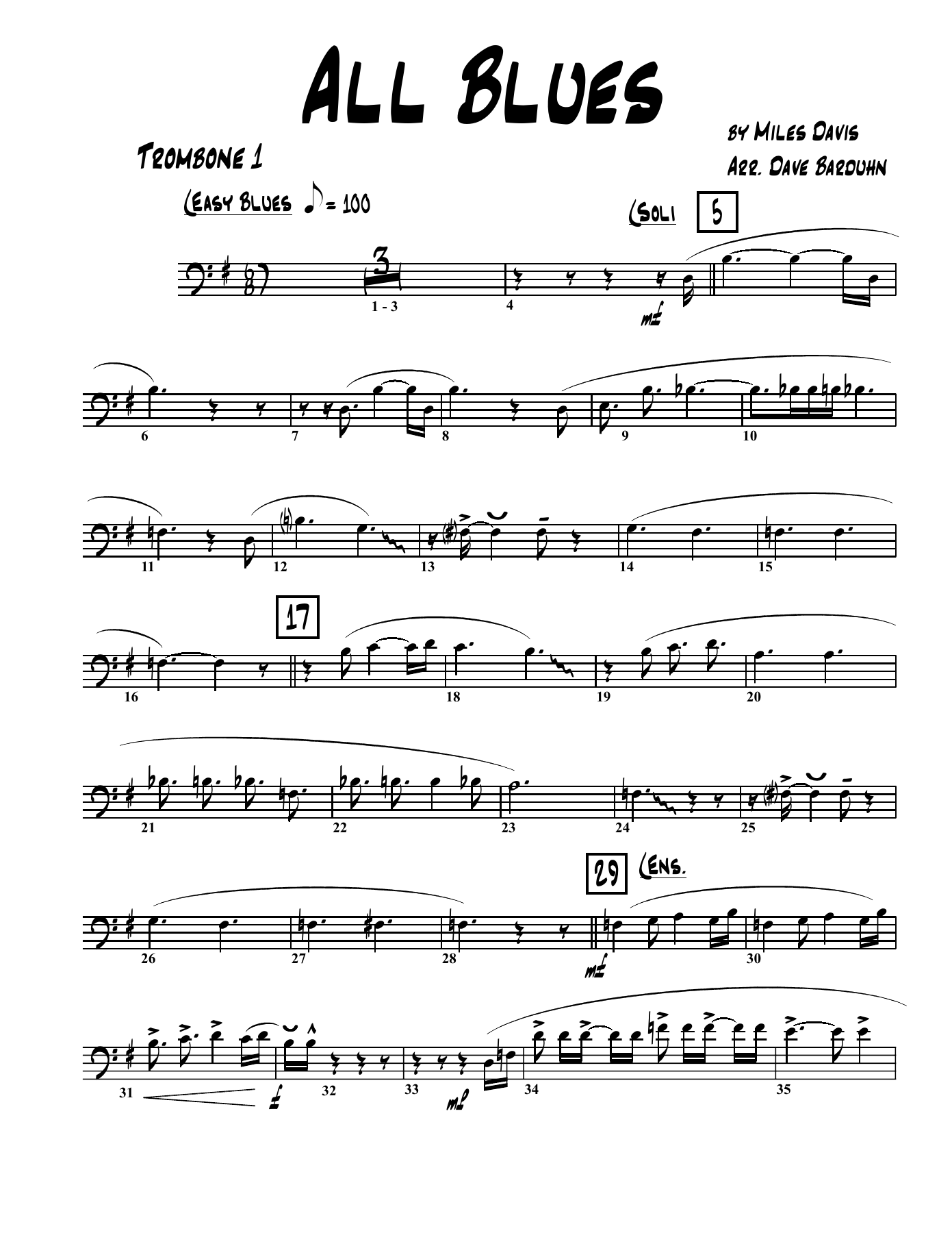 All Blues — sheet music preview