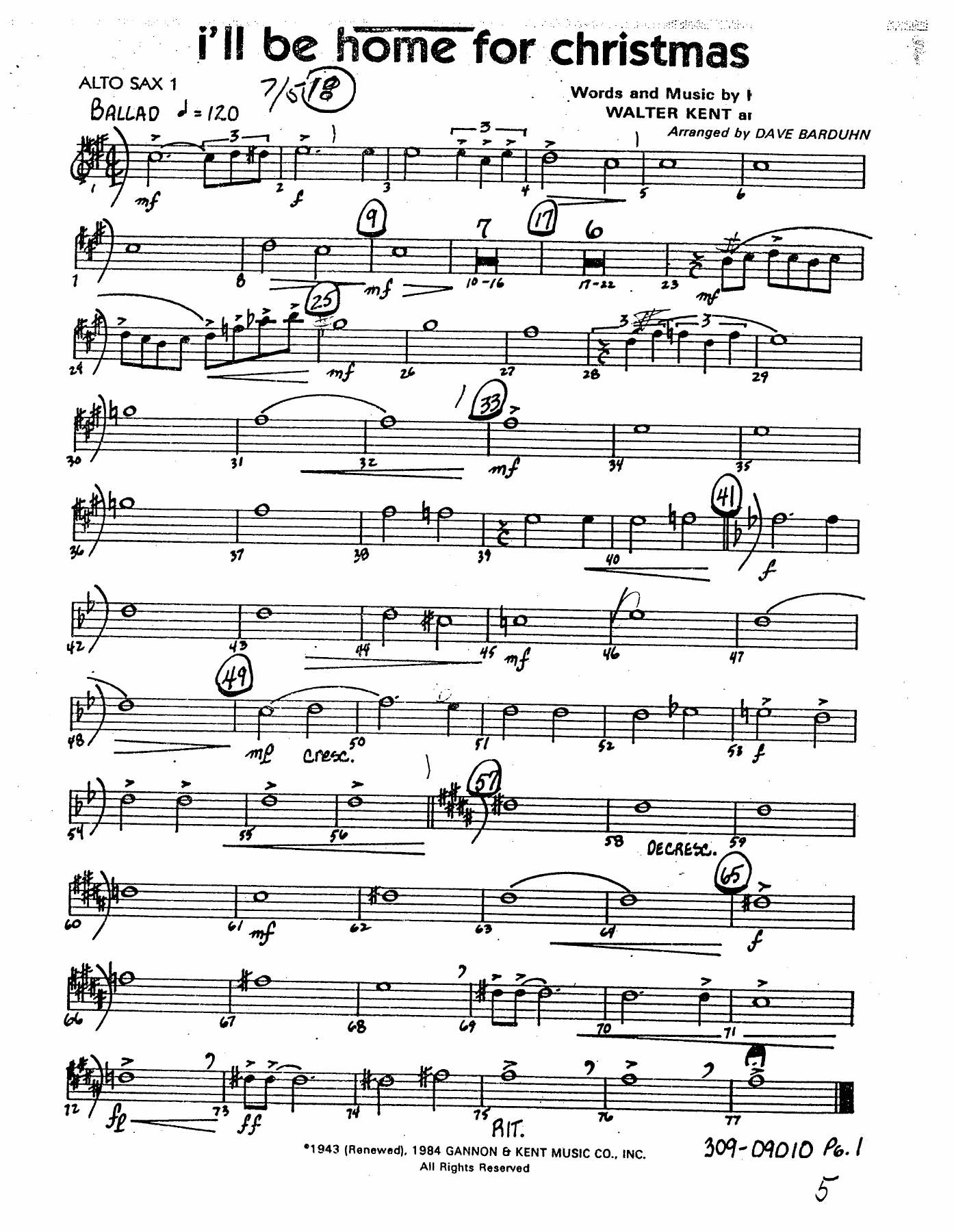 I'll Be Home For Christmas — sheet music preview