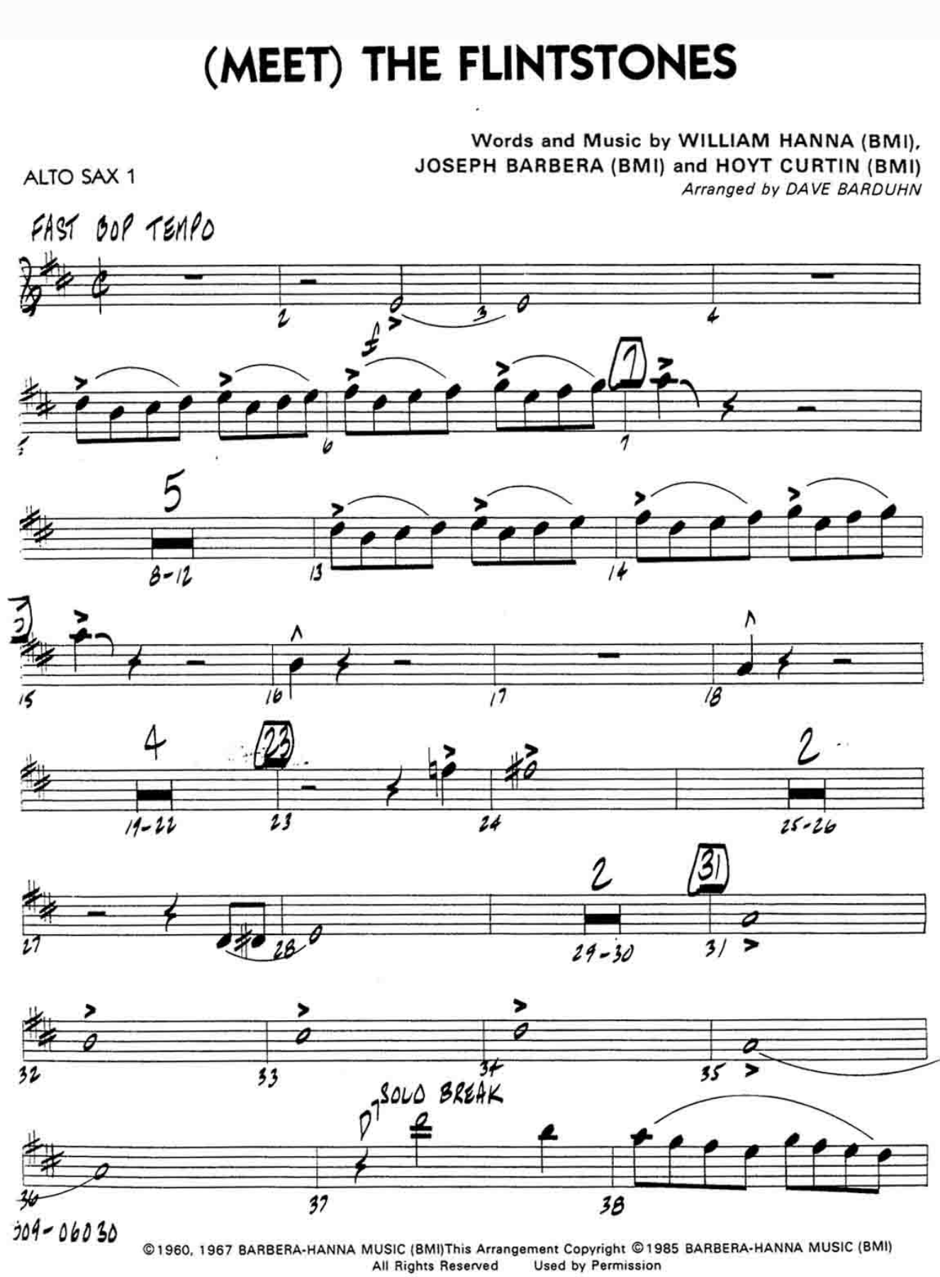 The Flintstones — sheet music preview