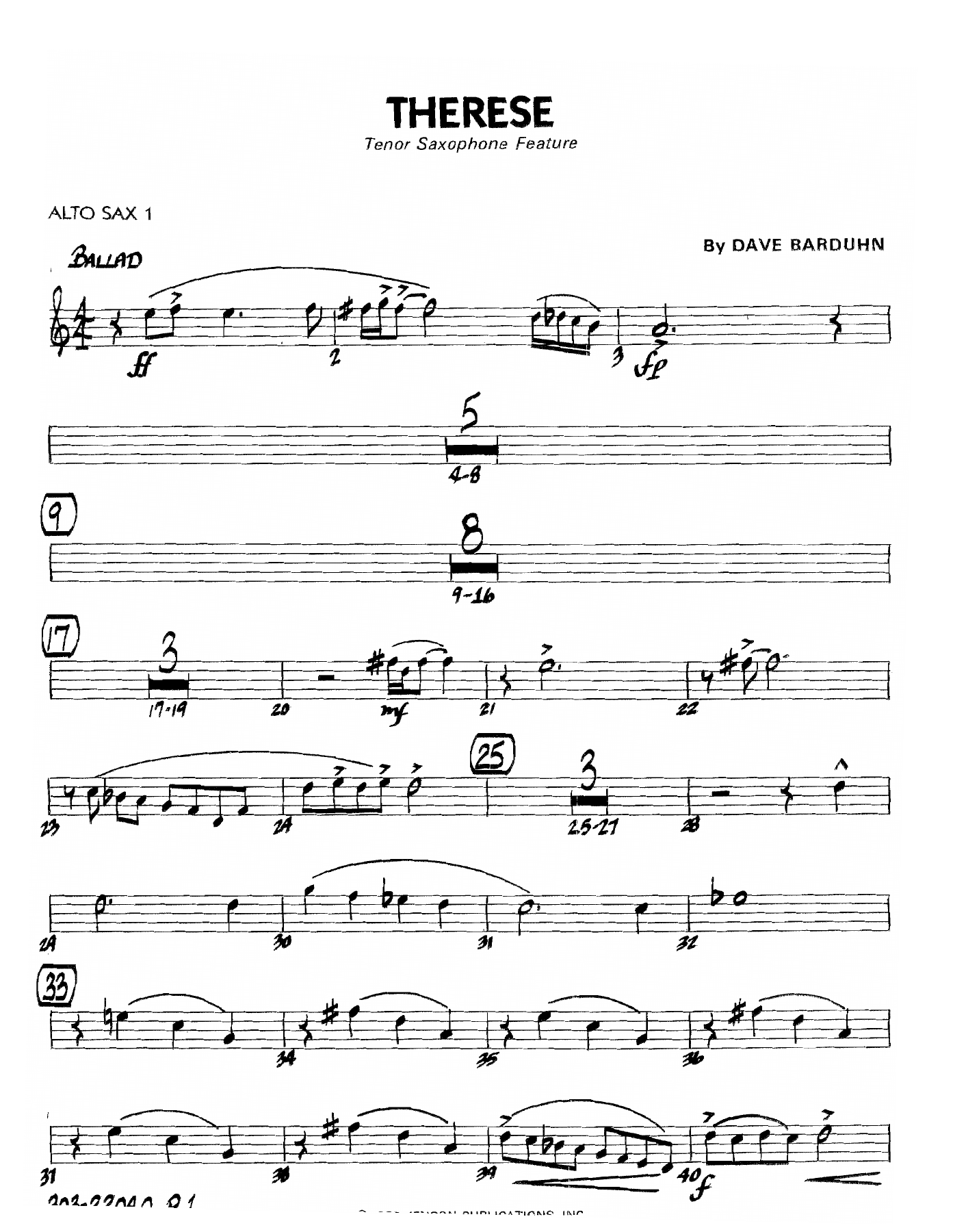 Therese (D.Barduhn) S.Tenor — sheet music preview