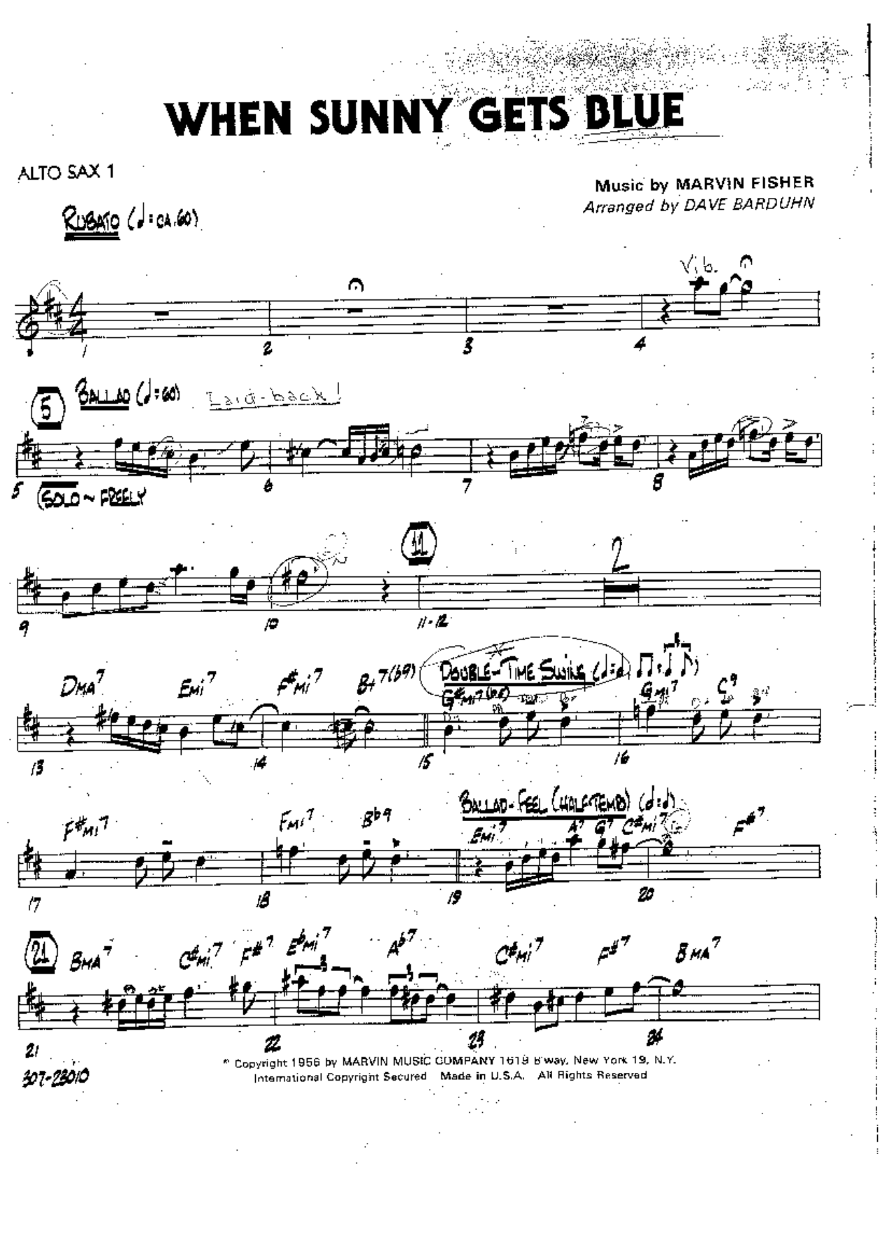 When Sunny Gets Blue (D.Barduhn) 1 — sheet music preview