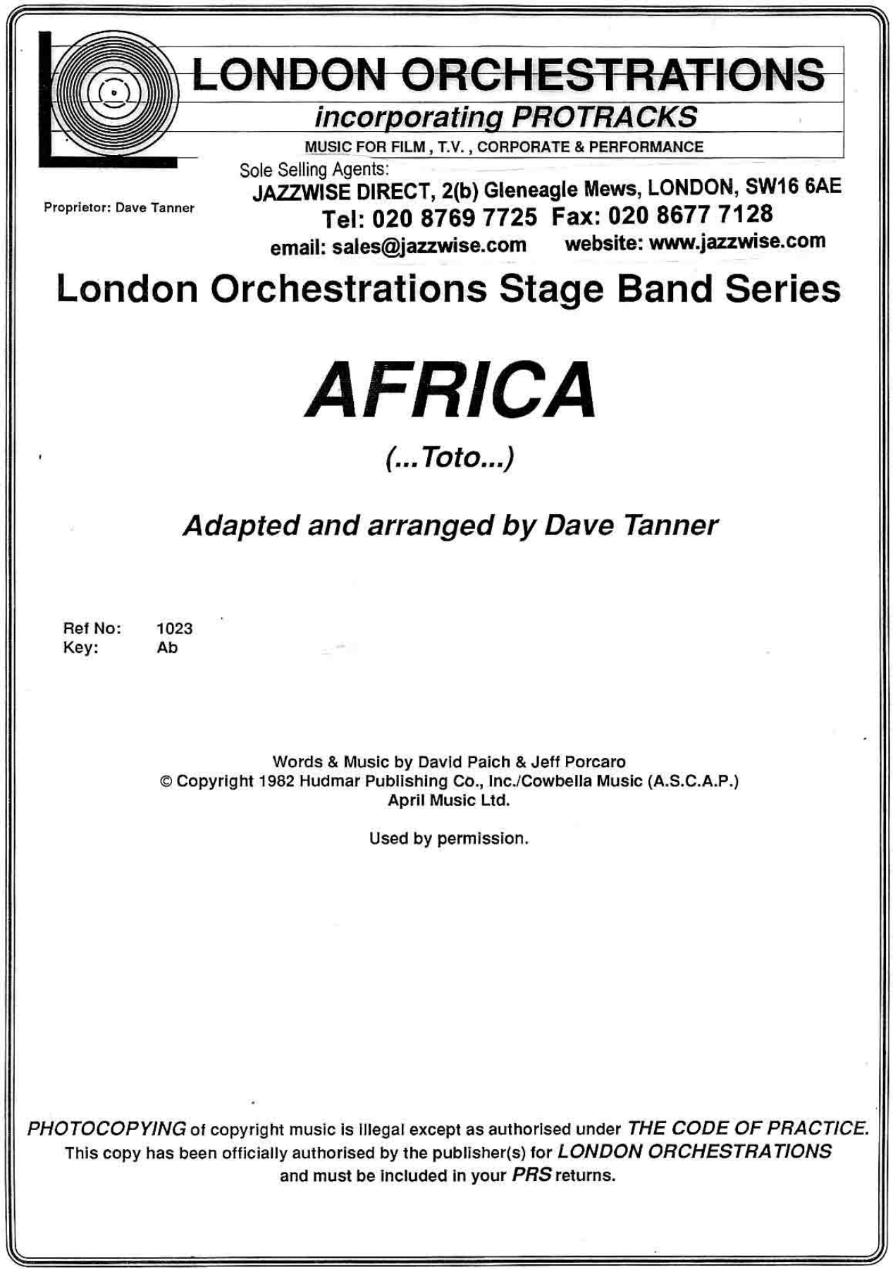 Africa — sheet music preview