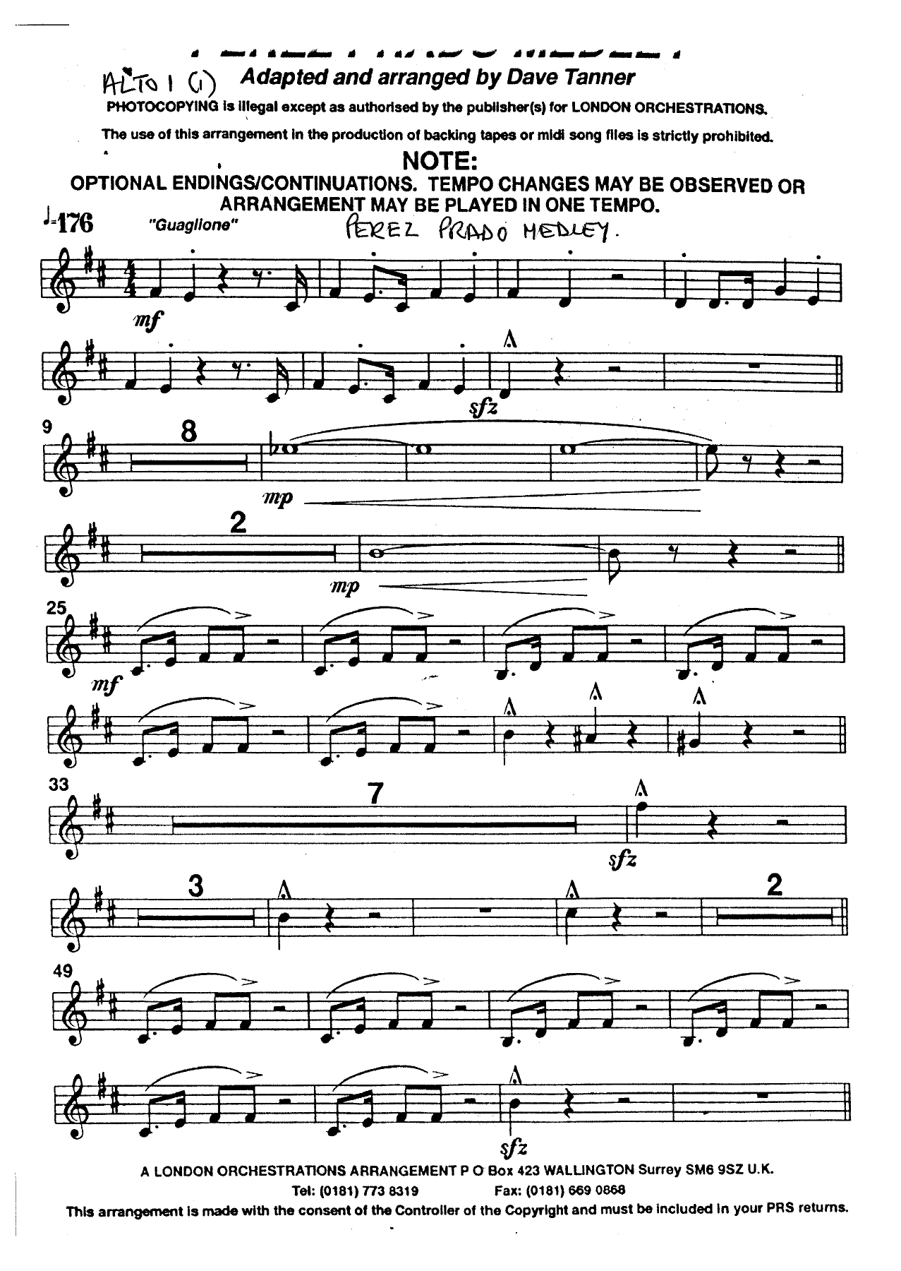 Perez Prado Medley — sheet music preview