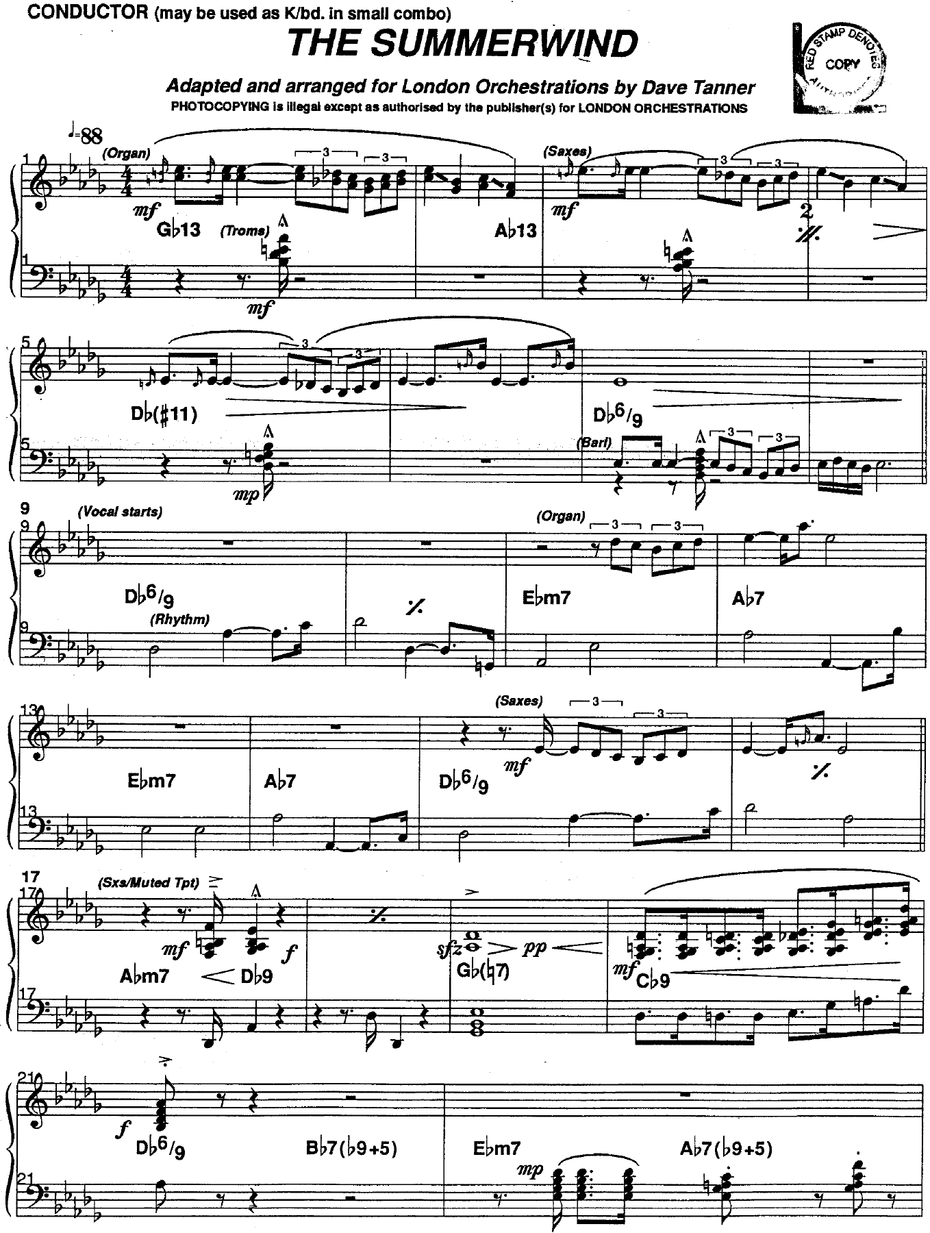 The Summerwind (D.Tanner) F.Sinatra — sheet music preview