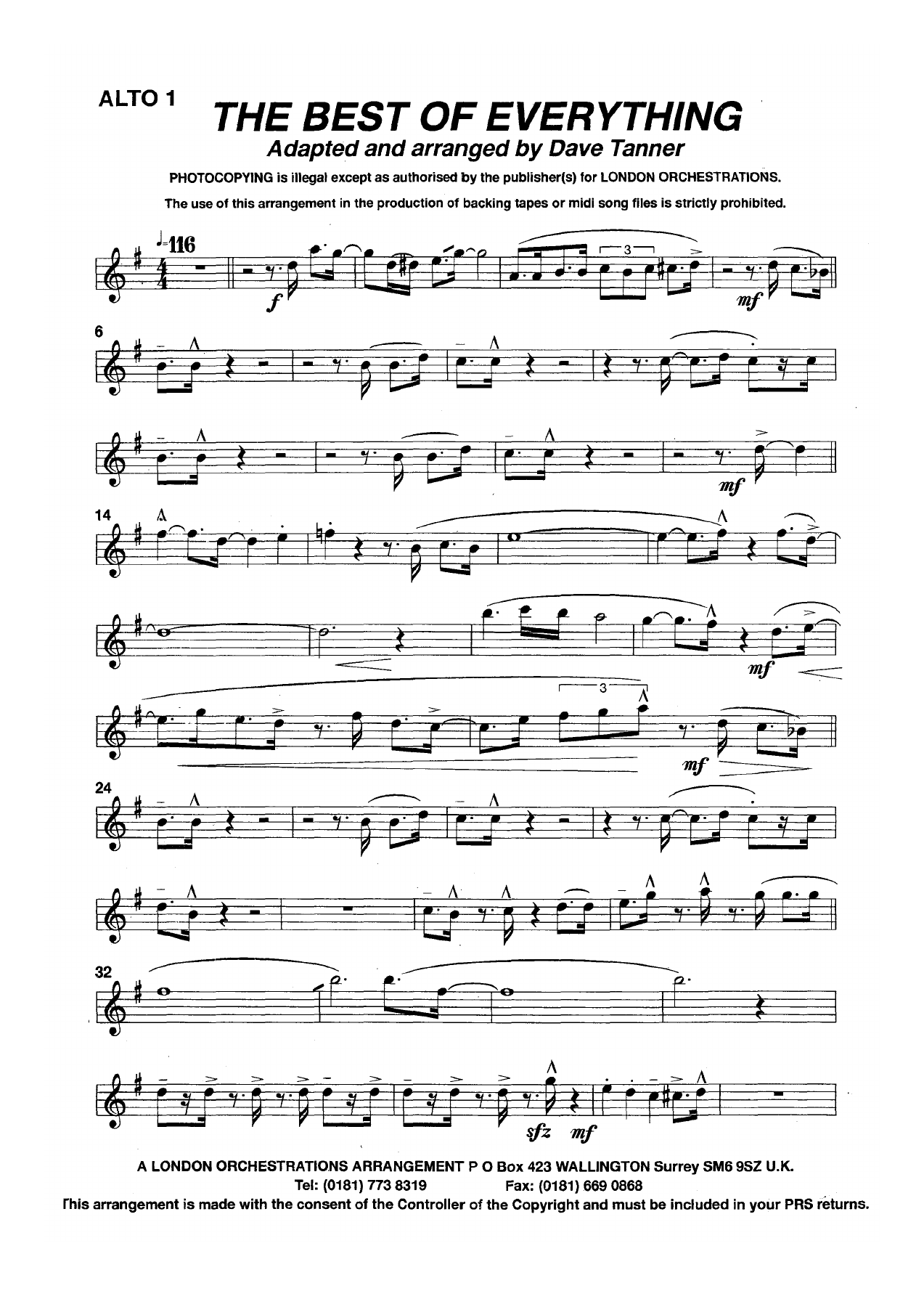 The Best Of Everything — sheet music preview