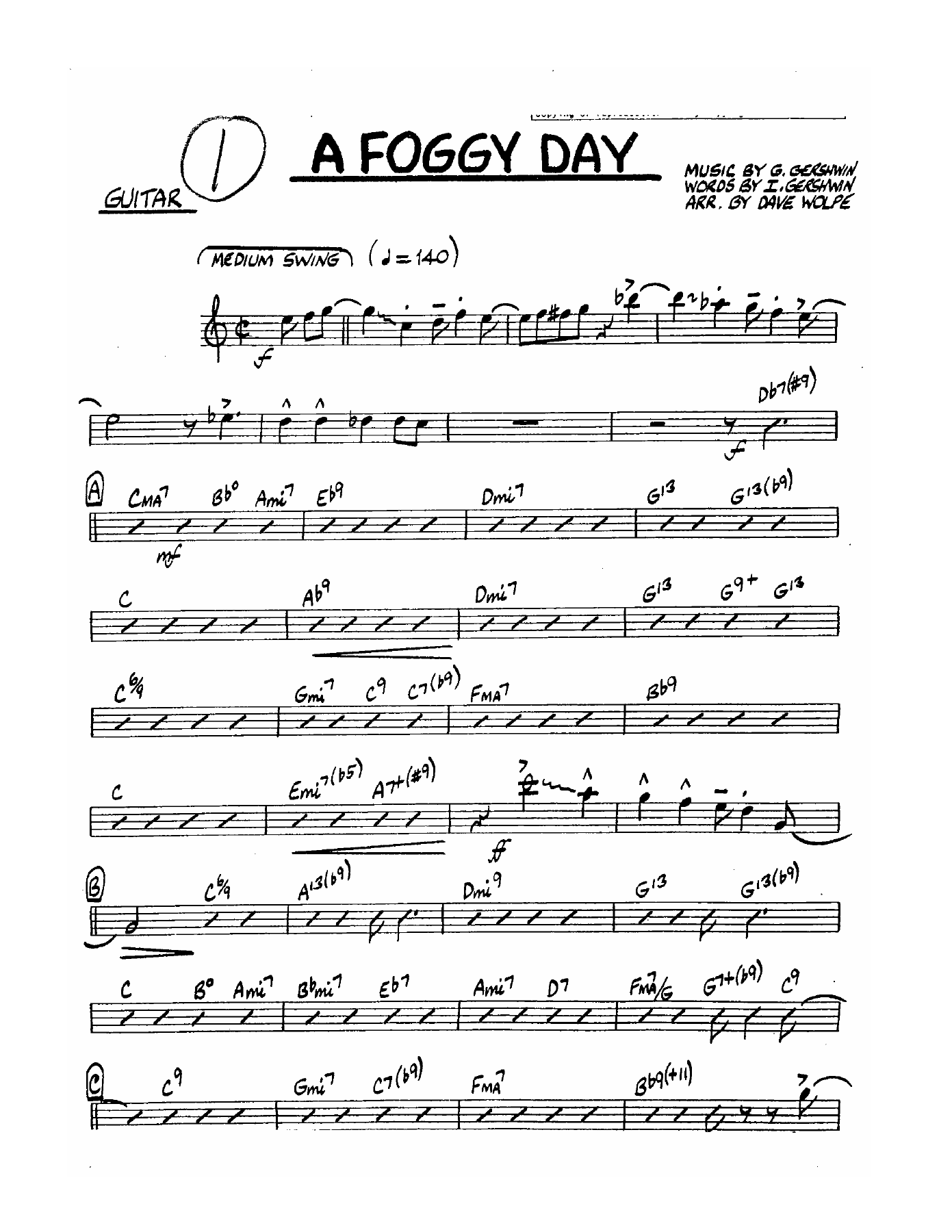 A Foggy Day (D.Wolpe) Instrum. — sheet music preview