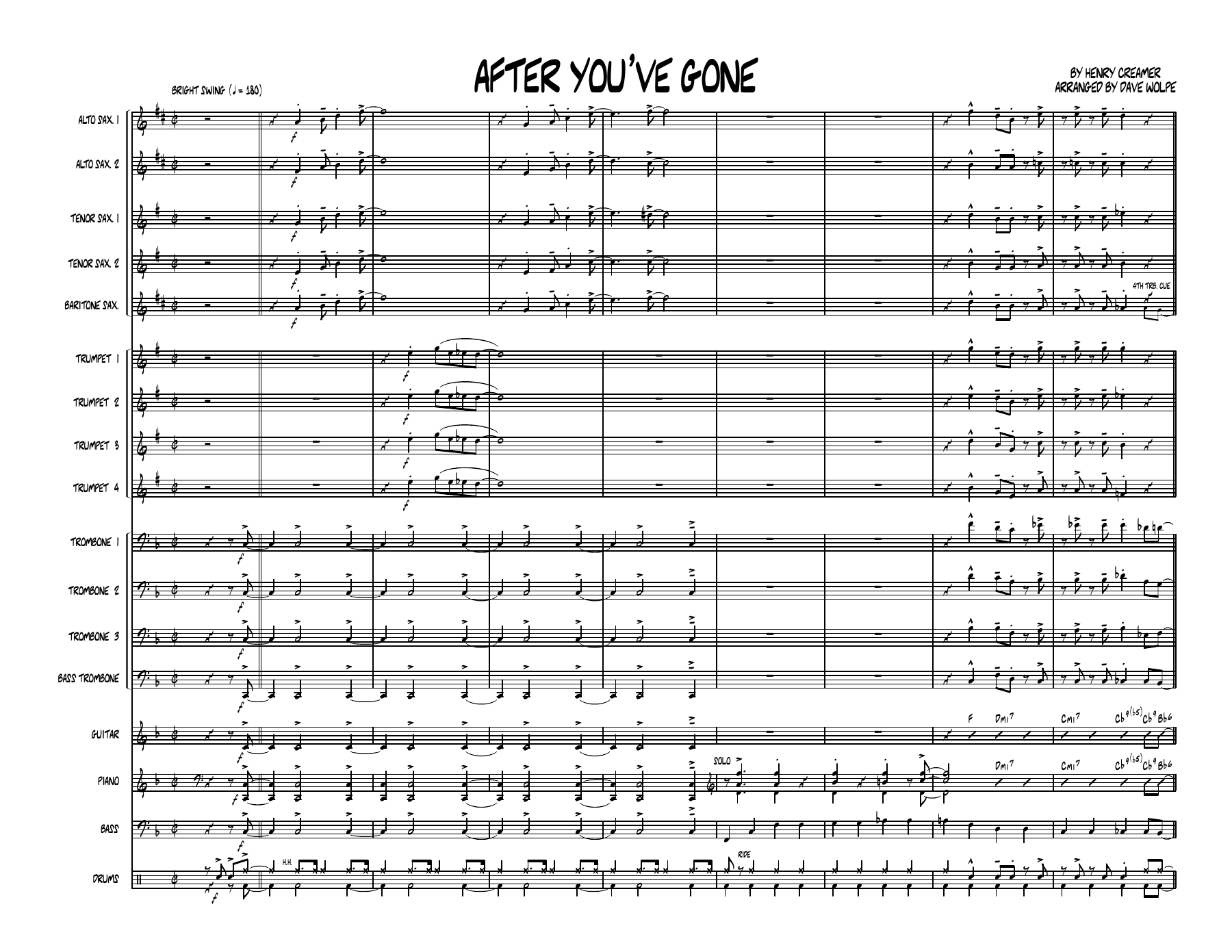 After You've Gone — sheet music preview