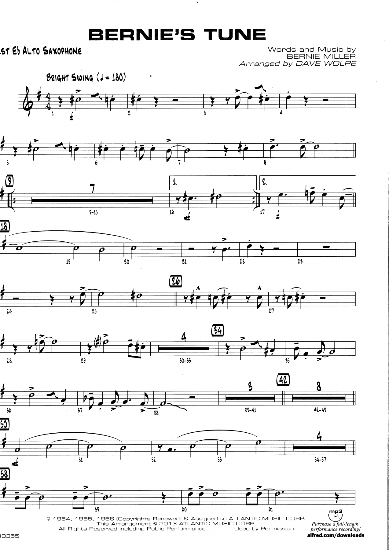 Bernie's Tune — sheet music preview