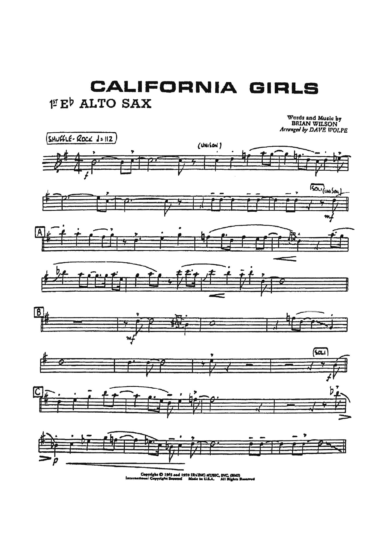 California Girls — sheet music preview