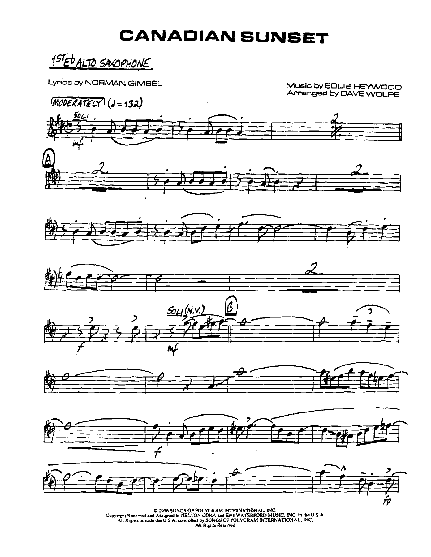 Canadian Sunset — sheet music preview
