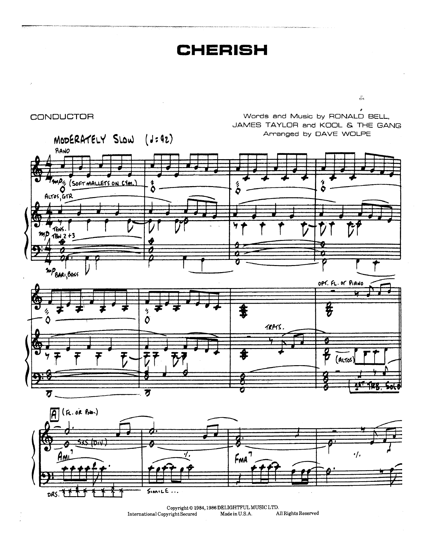 Cherish — sheet music preview