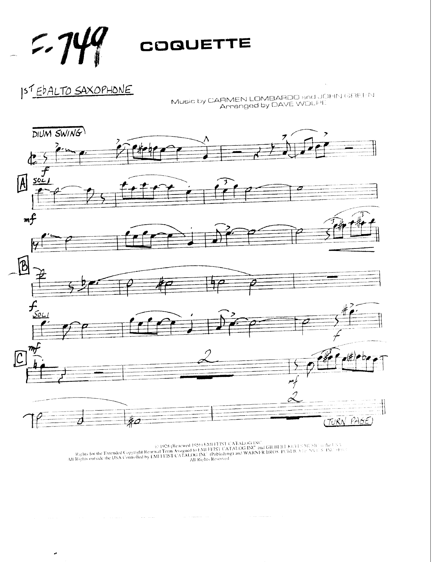 Coquette — sheet music preview