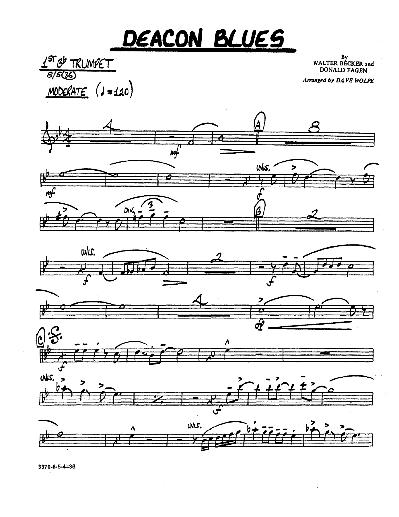 Deacon Blues — sheet music preview