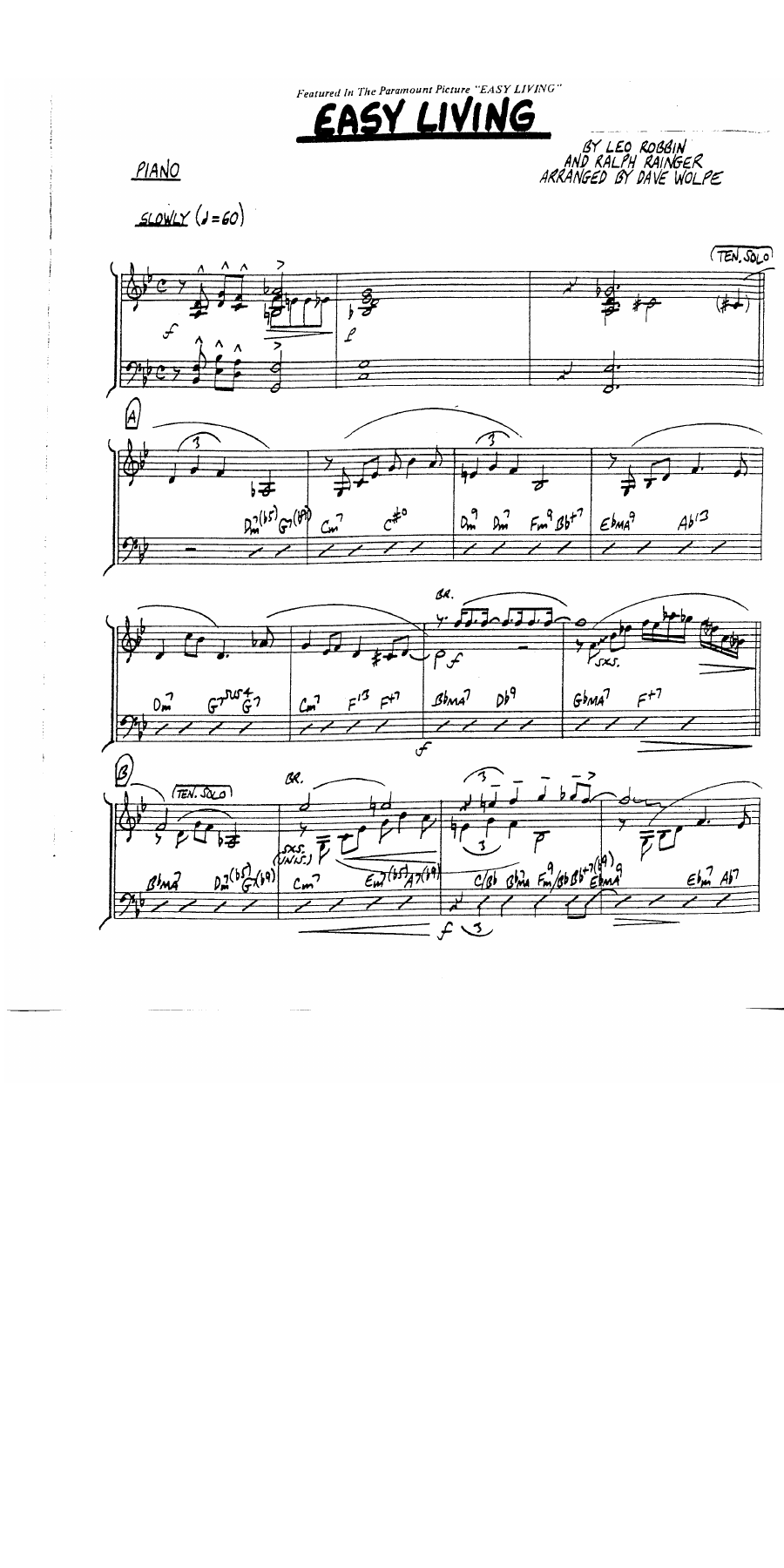 Easy Living — sheet music preview