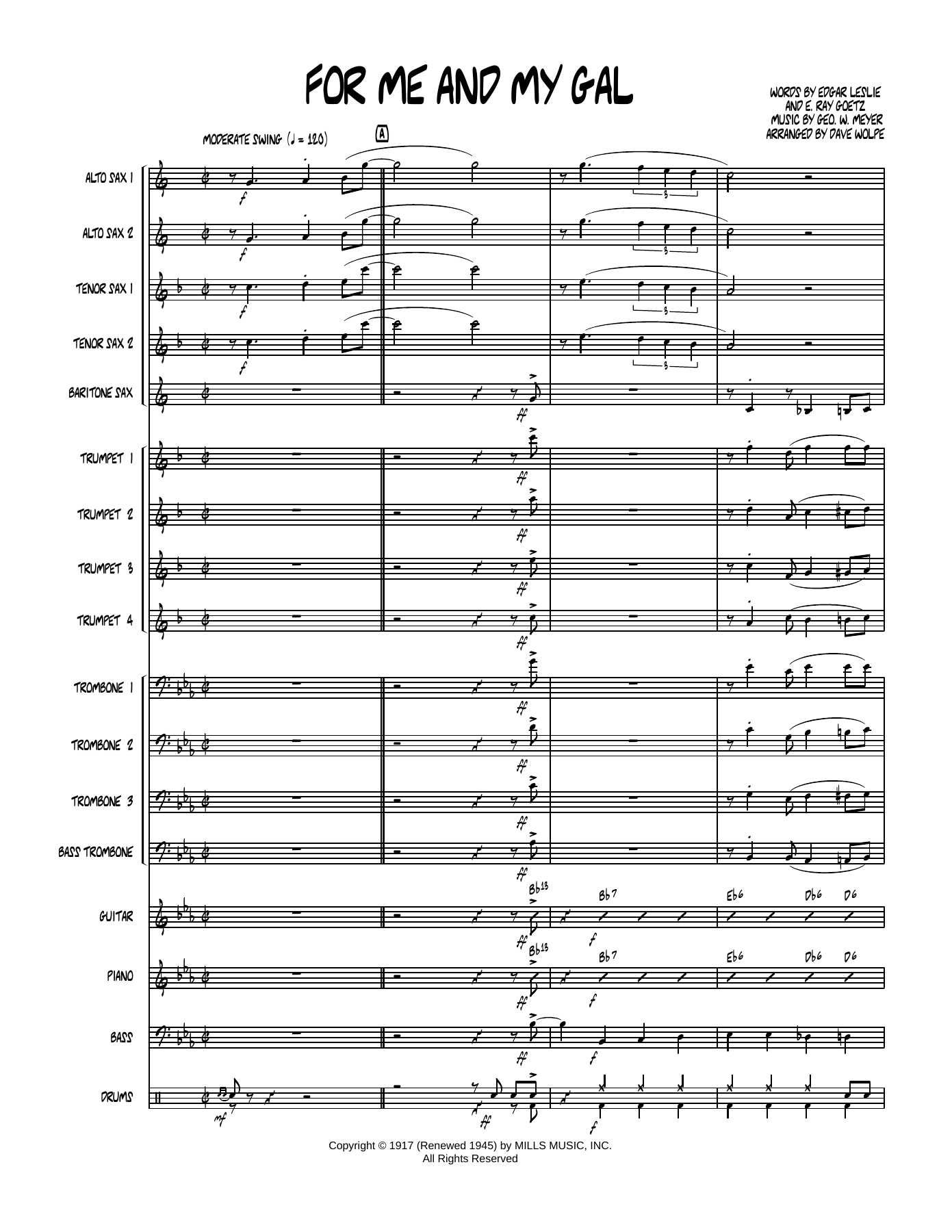 For Me And My Gal — Big Band sheet music by D.Wolpe | Jazz Standard