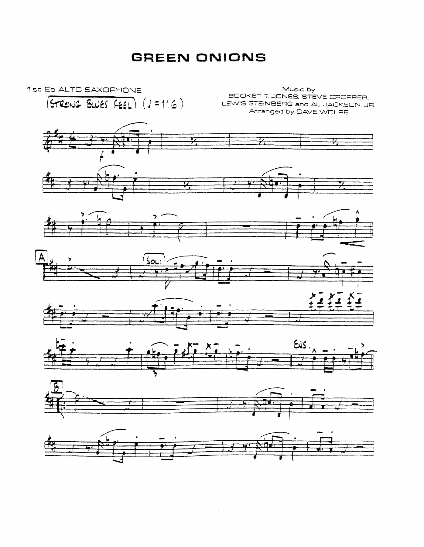 Green Onions — sheet music preview