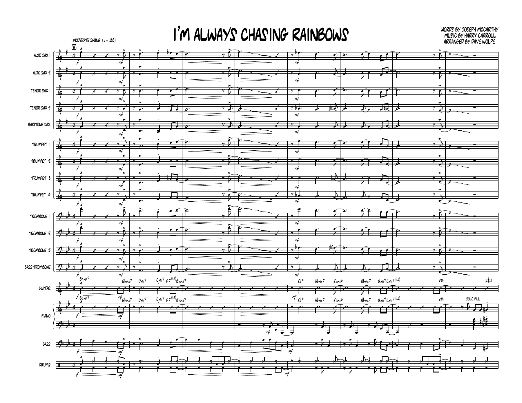 I'm Always Chasing Rainbows — Big Band sheet music by D.Wolpe | Jazz Standard