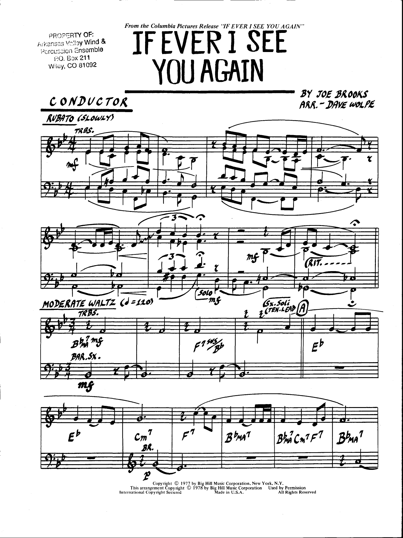If Ever I See You Again — sheet music preview
