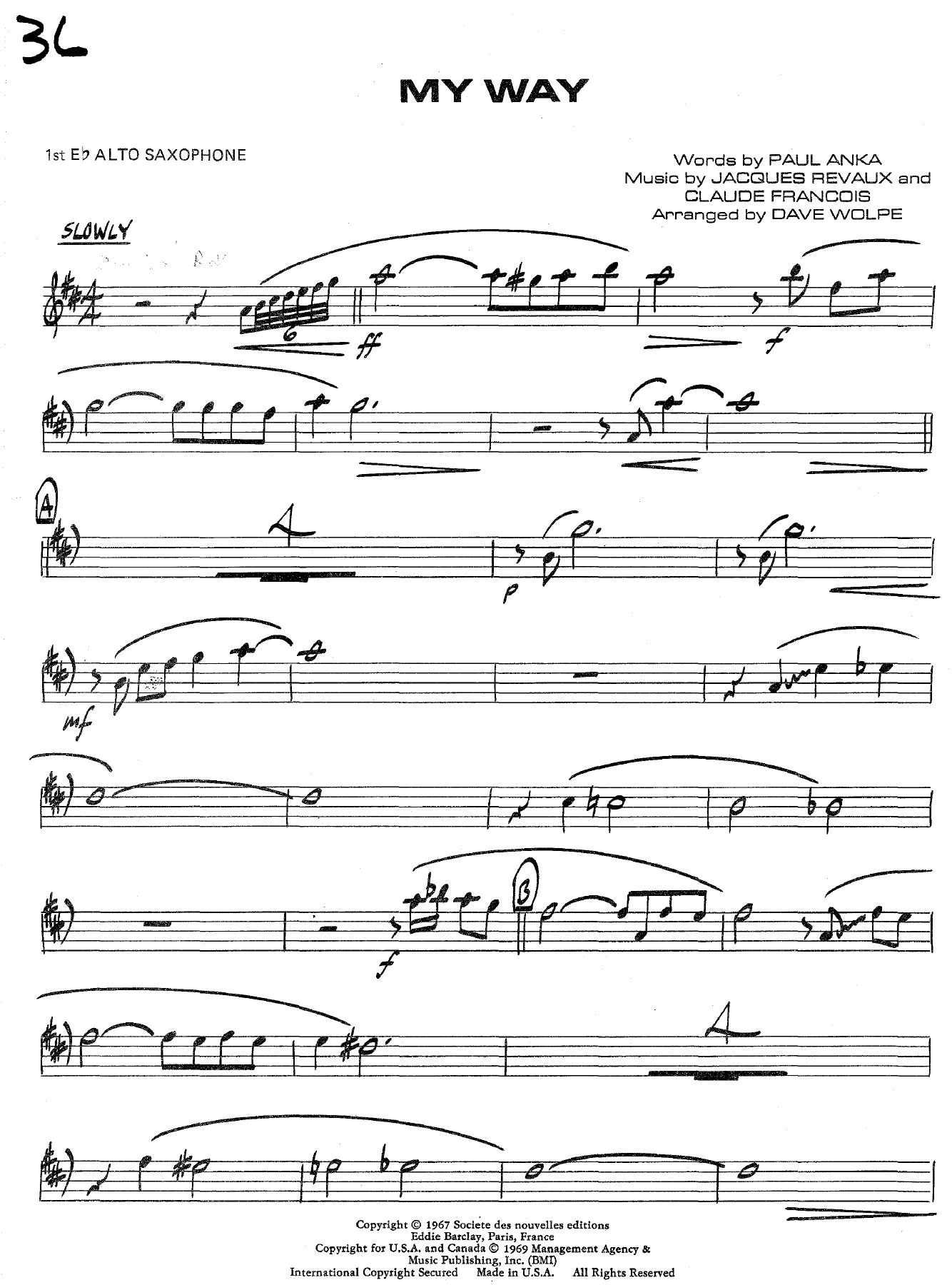 My Way — sheet music preview