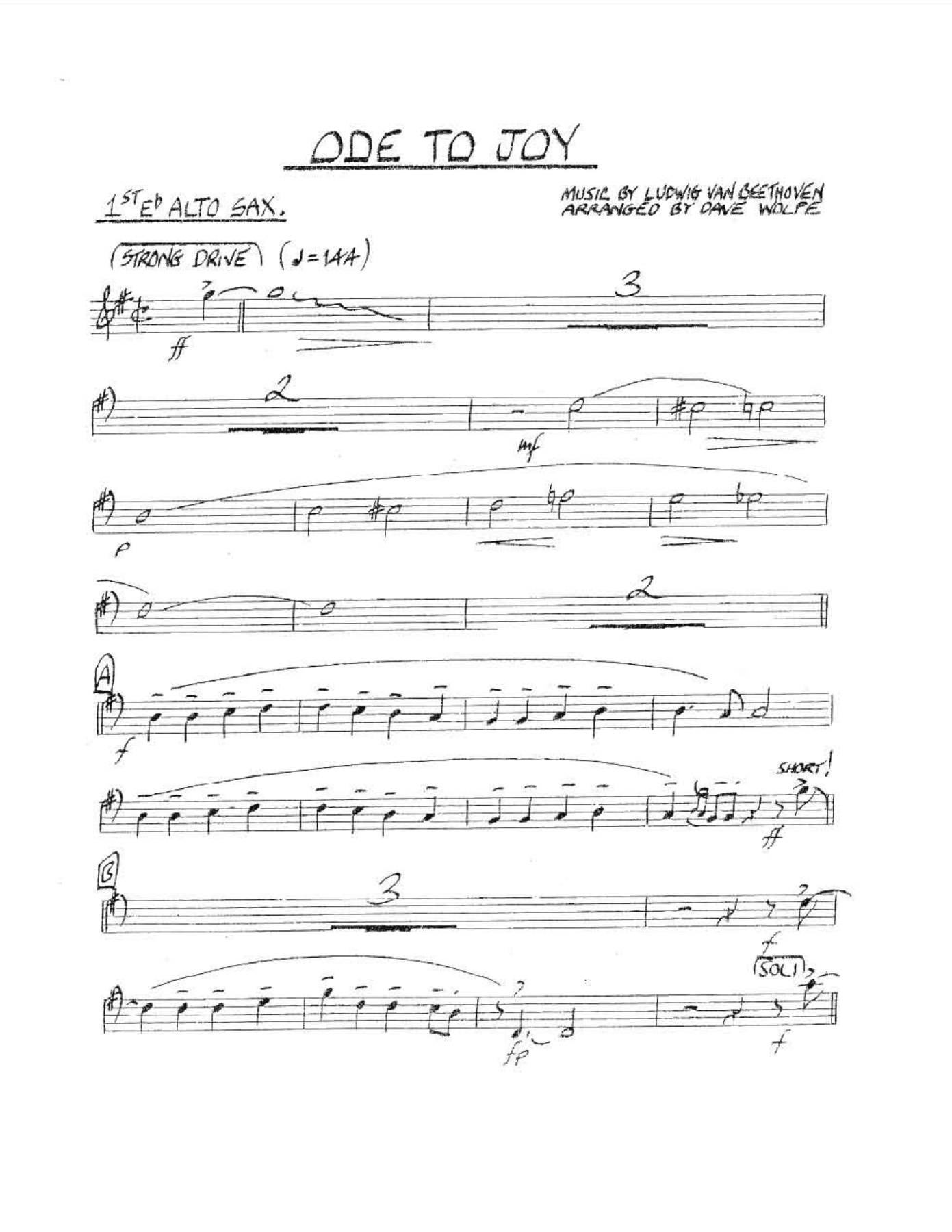 Ode To Joy [D.Wolpe] — sheet music preview